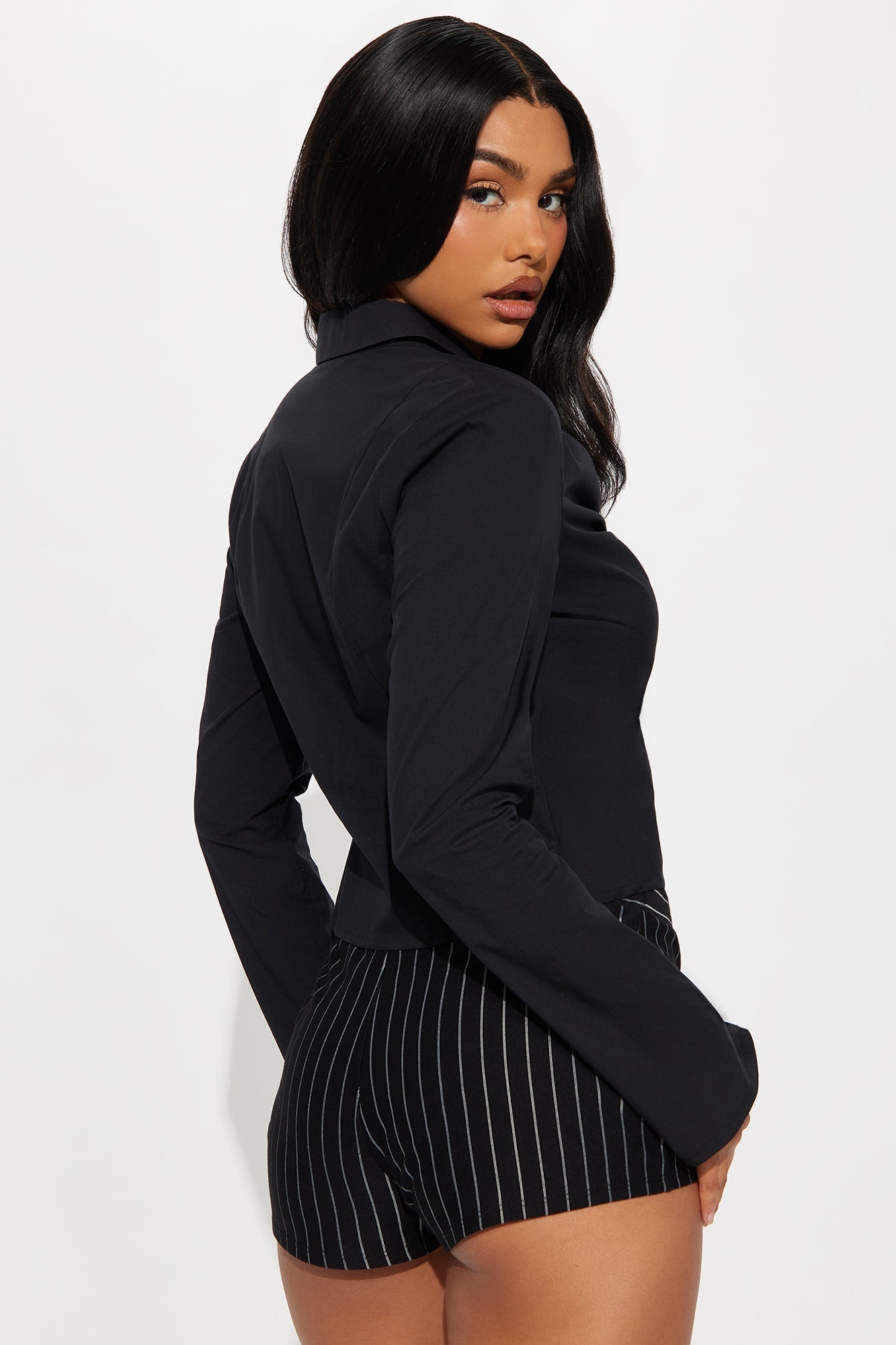 Mellowed Out Front Zip Poplin Shirt - Black