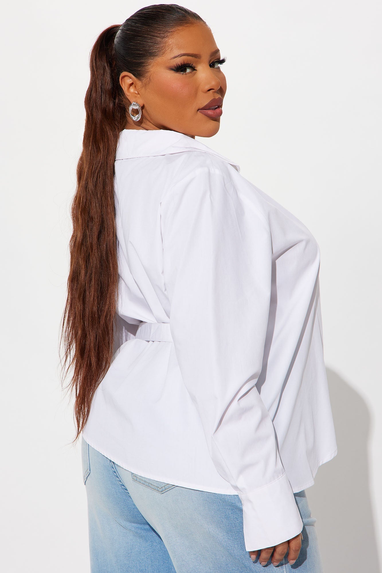 Summer Somewhere Asymmetrical Belted Shirt - White