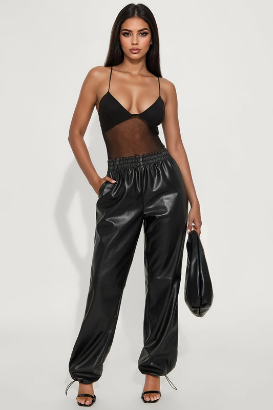 Dana Faux Leather Jogger Pant - Black
