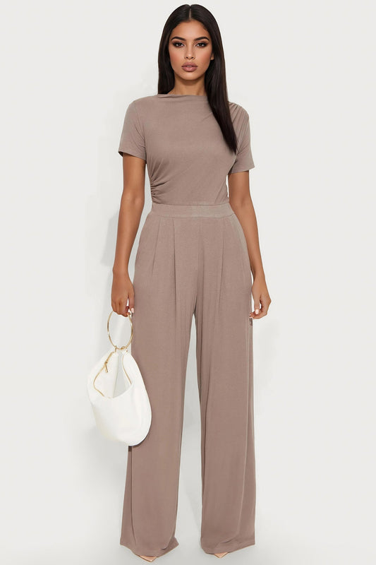 Francesca Rayon Blend Jumpsuit - Taupe