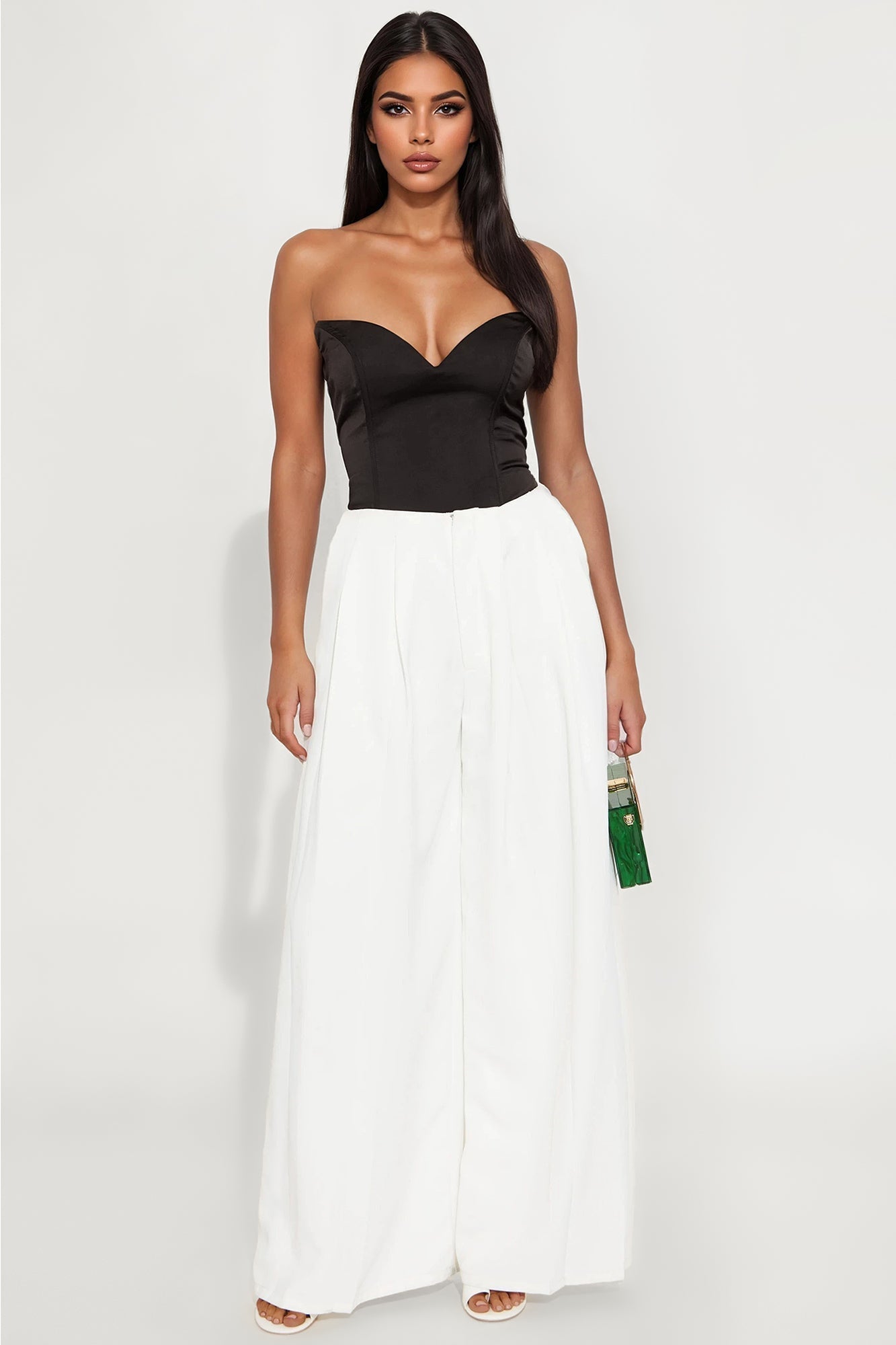 Golden Girl Crepe Corset Top - Black