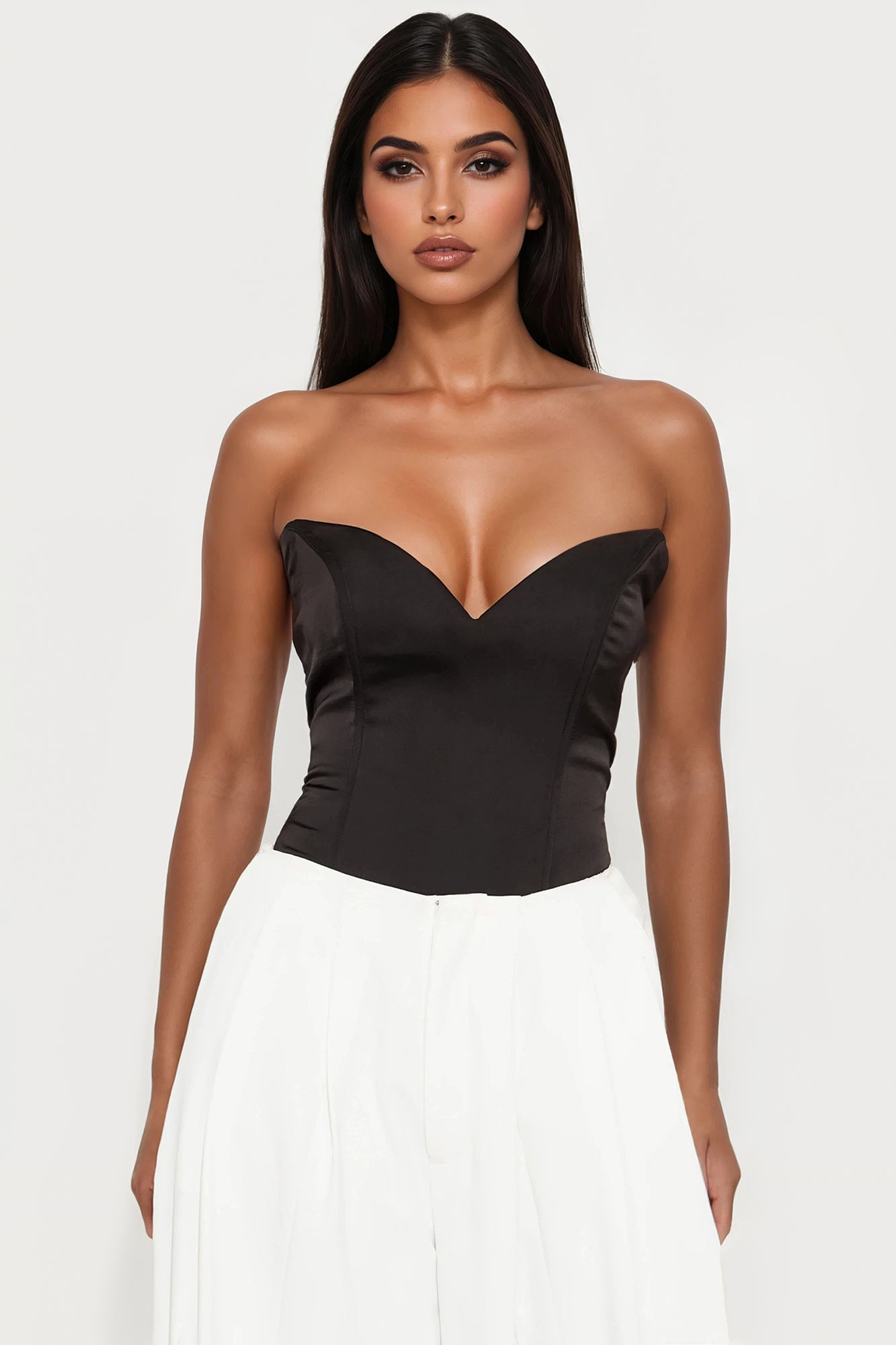 Golden Girl Crepe Corset Top - Black