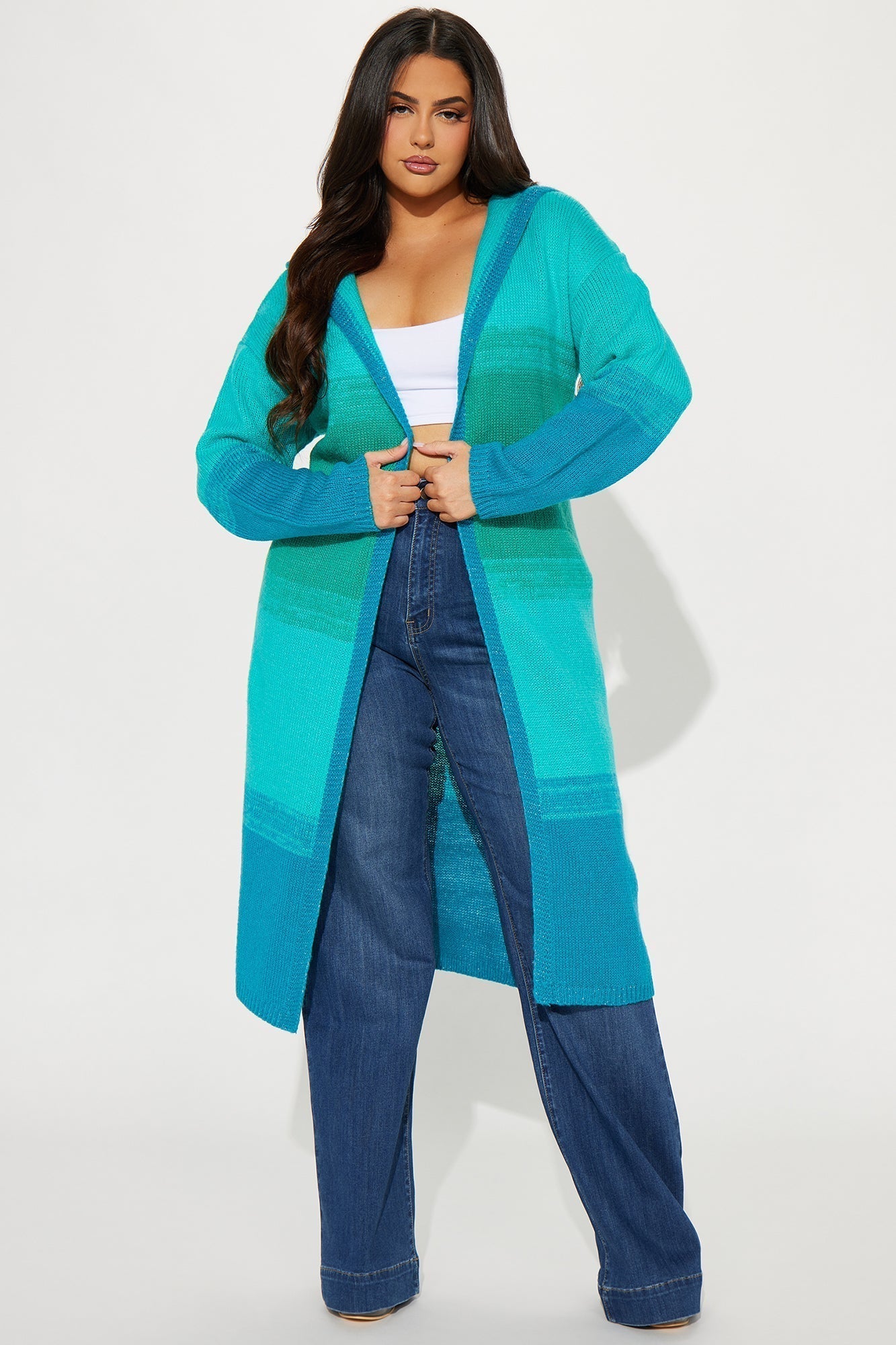 Malibu Ombre Long Cardigan - Blue/combo