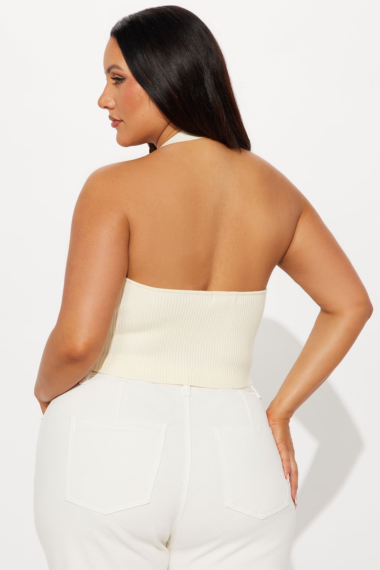 Feeling At Ease Sweater Halter Vest - Cream