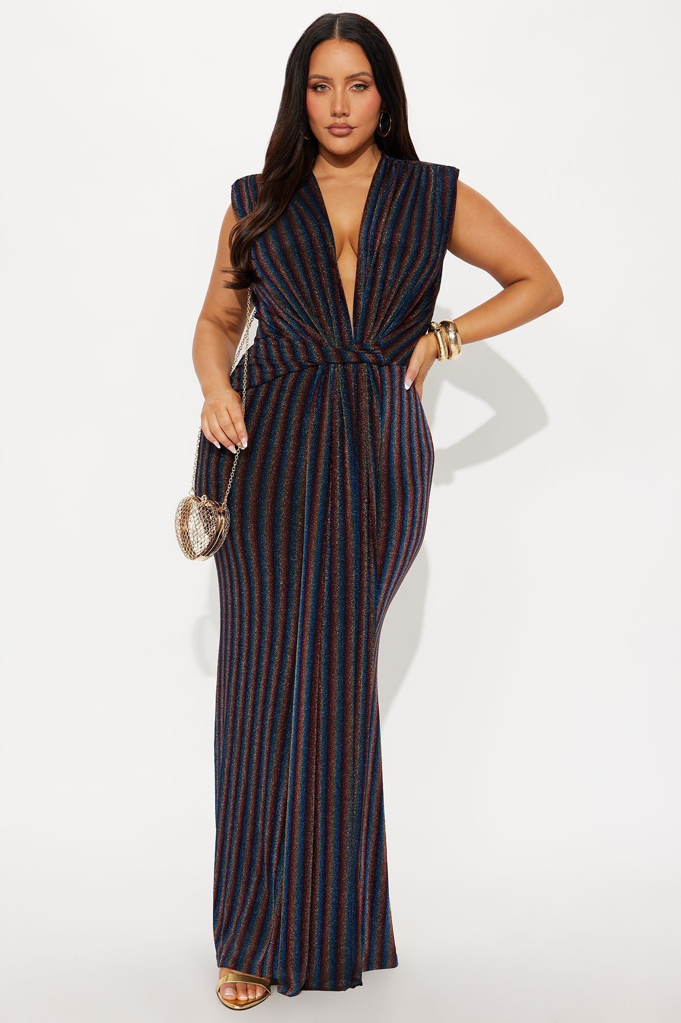 Private Occasion Metallic Rainbow Maxi Dress - Multi Color