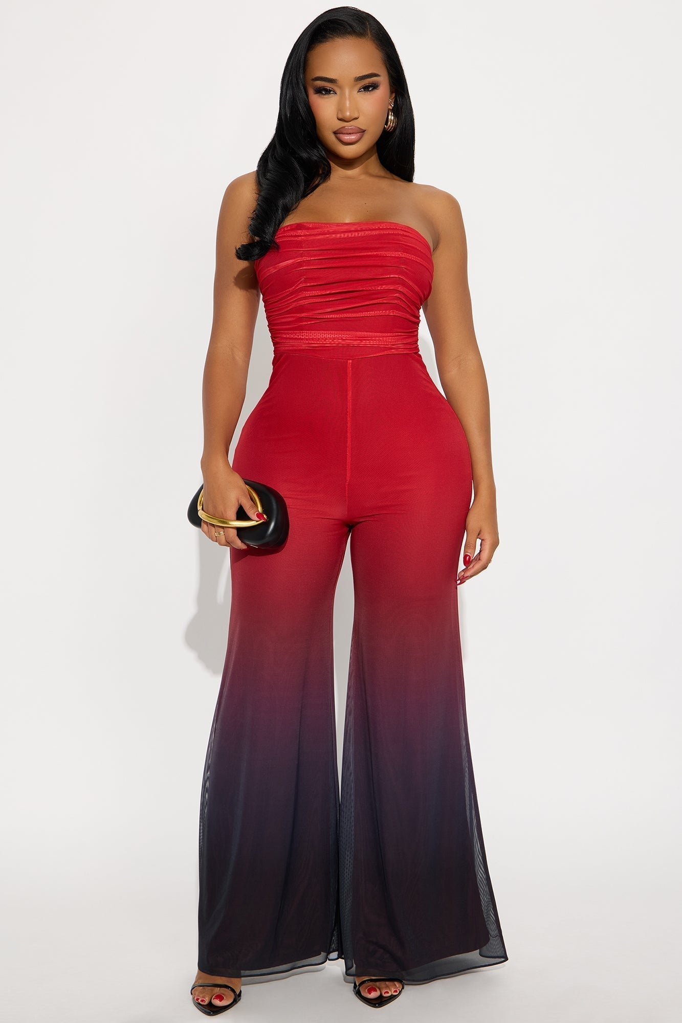 Sipping Mai Tais Mesh Jumpsuit - Red/combo
