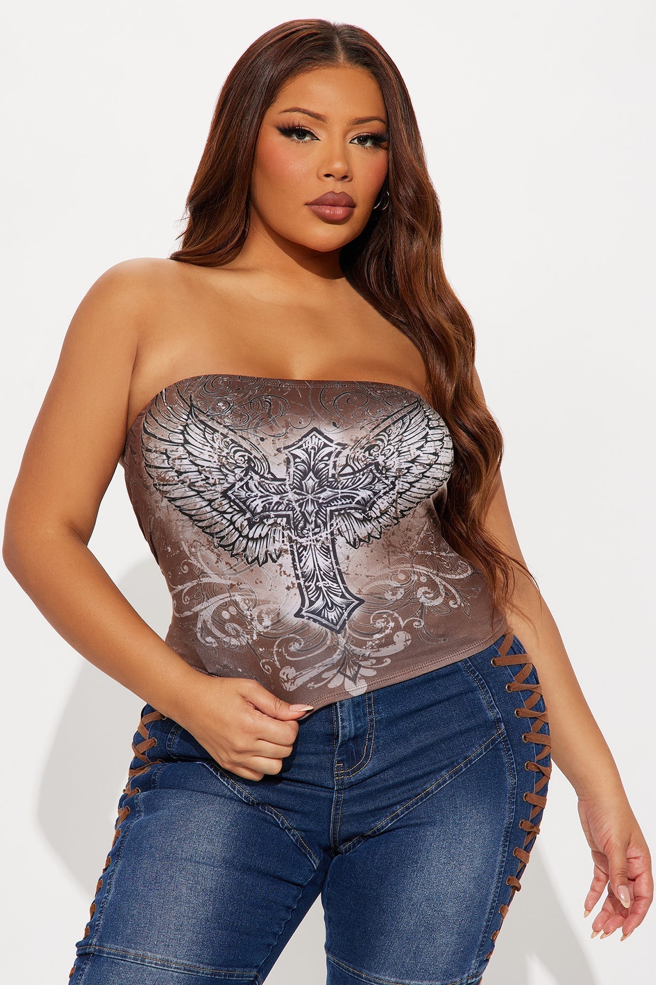 Crossfire Angel Tube Top - Brown