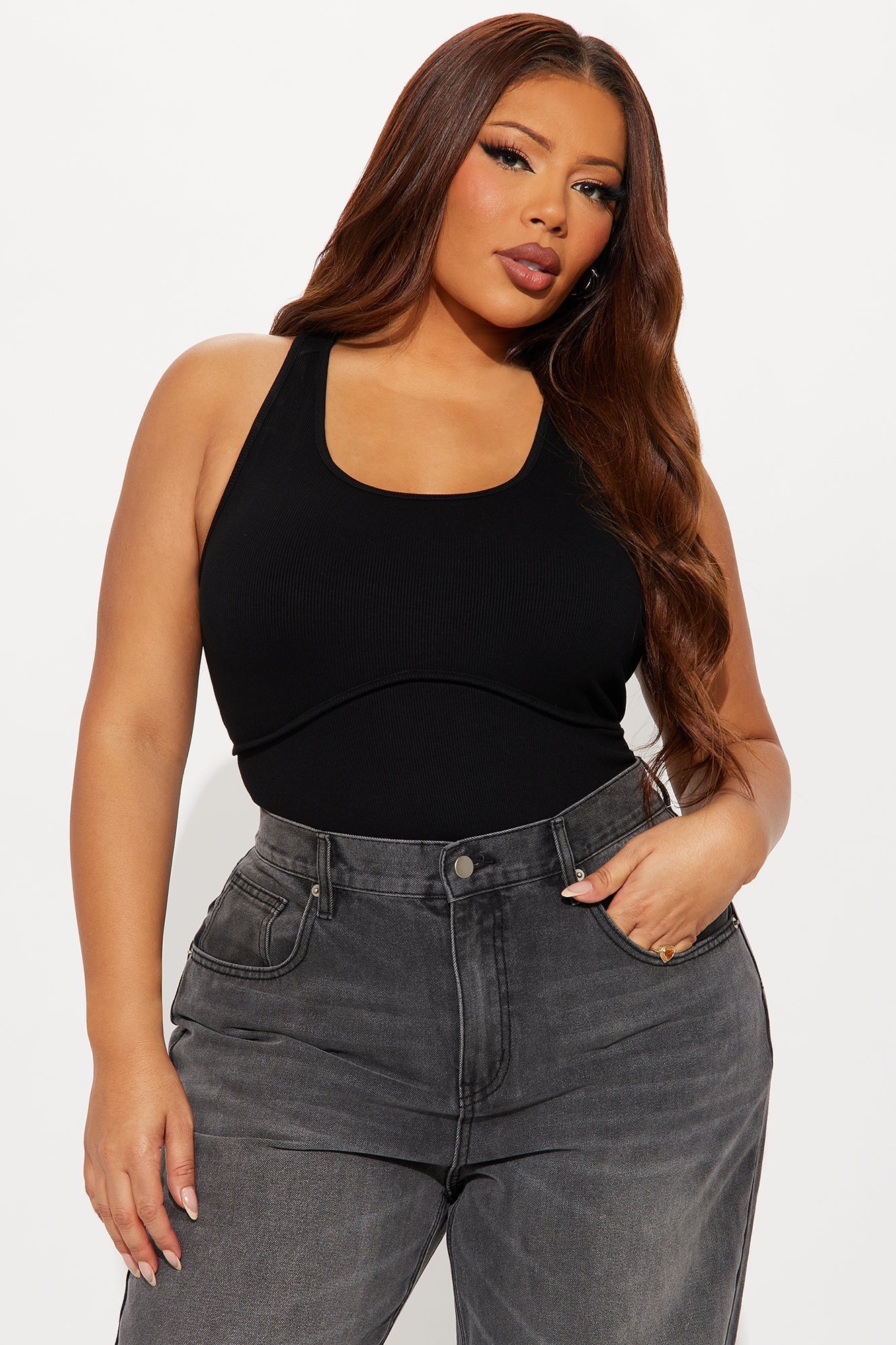 Arizona Ribbed Racerback Bodysuit - Black