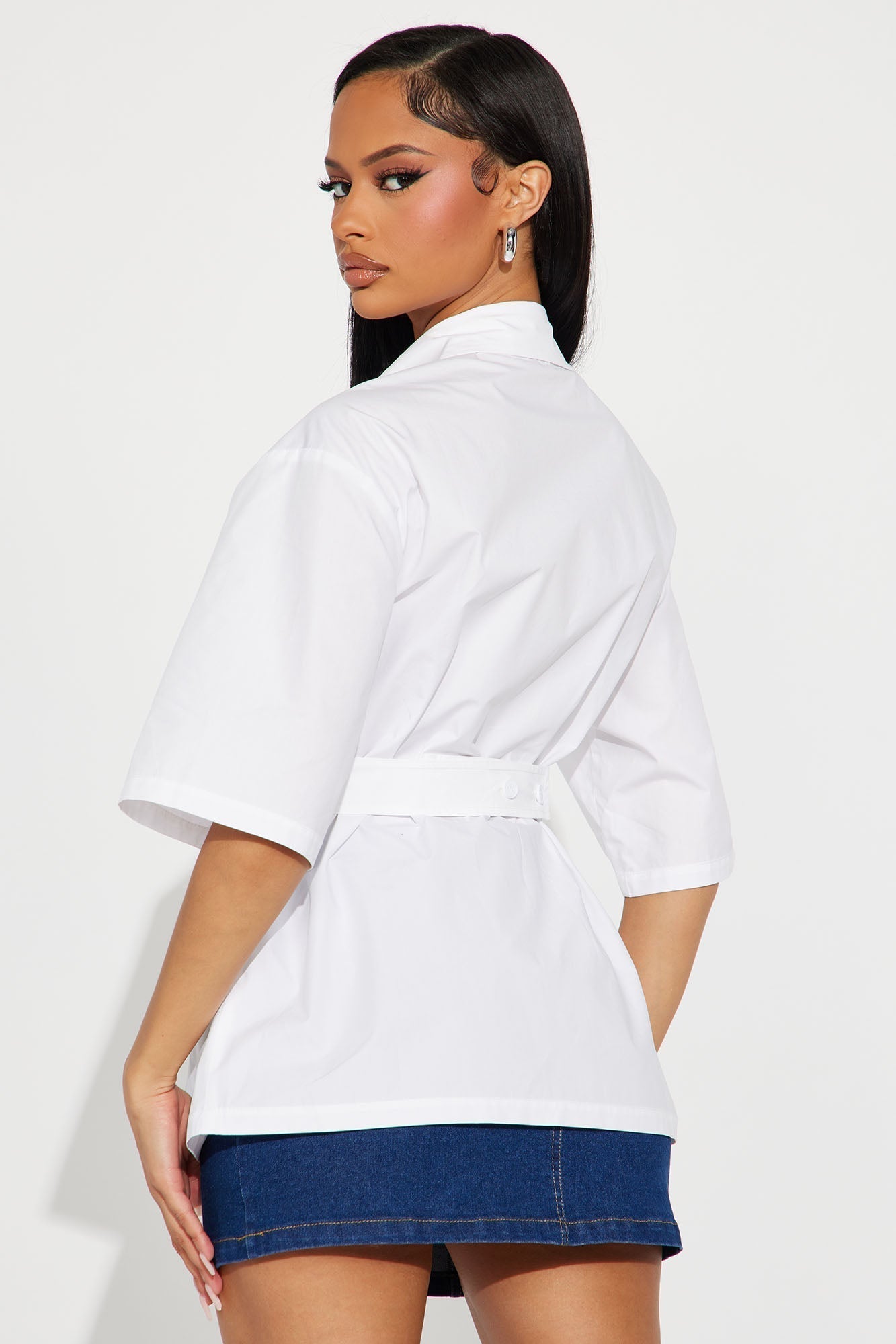 Marcella Criss Cross Poplin Shirt - White