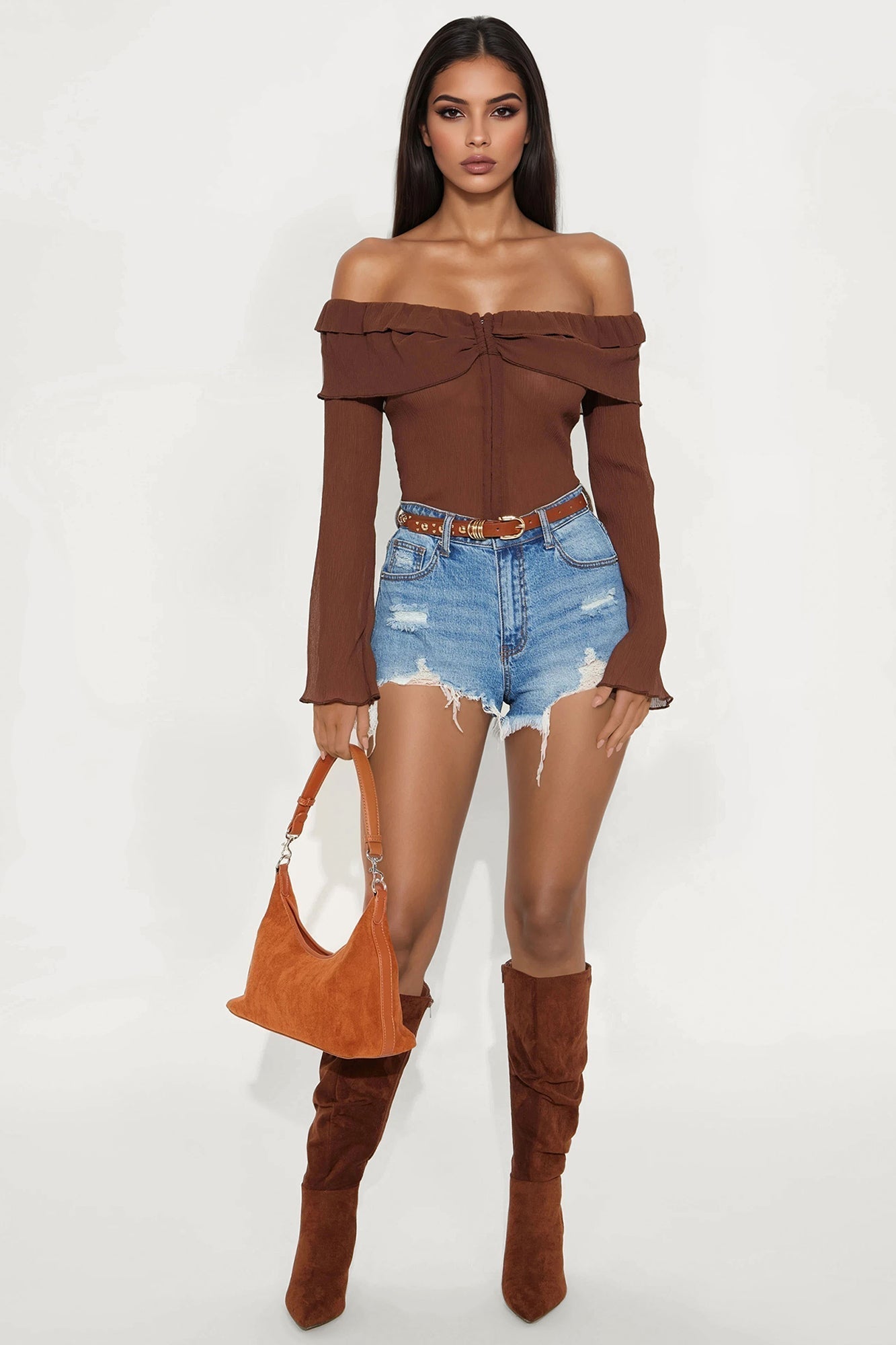 Barcelona Dreams Plisse Blouse Top - Brown