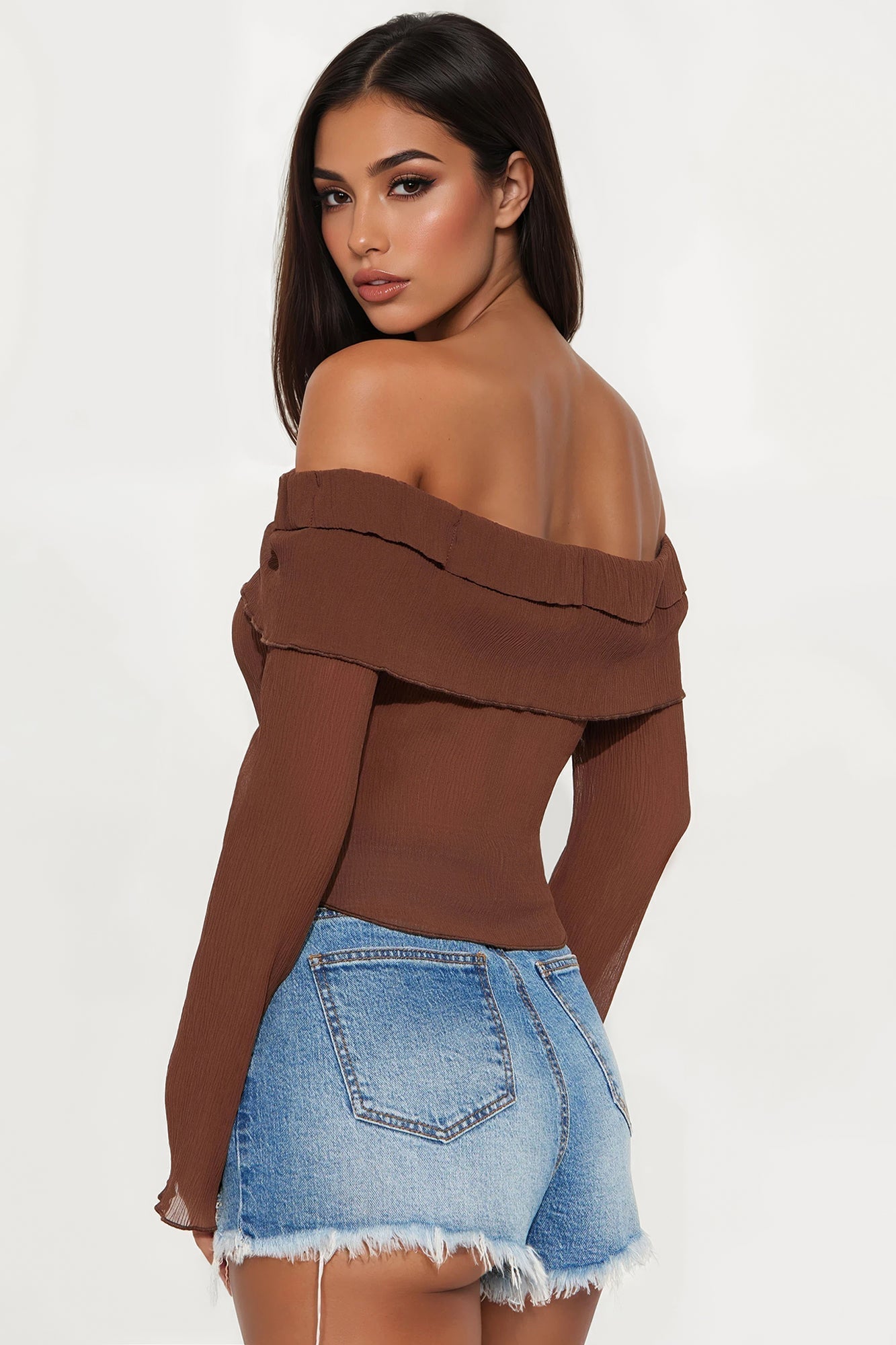 Barcelona Dreams Plisse Blouse Top - Brown