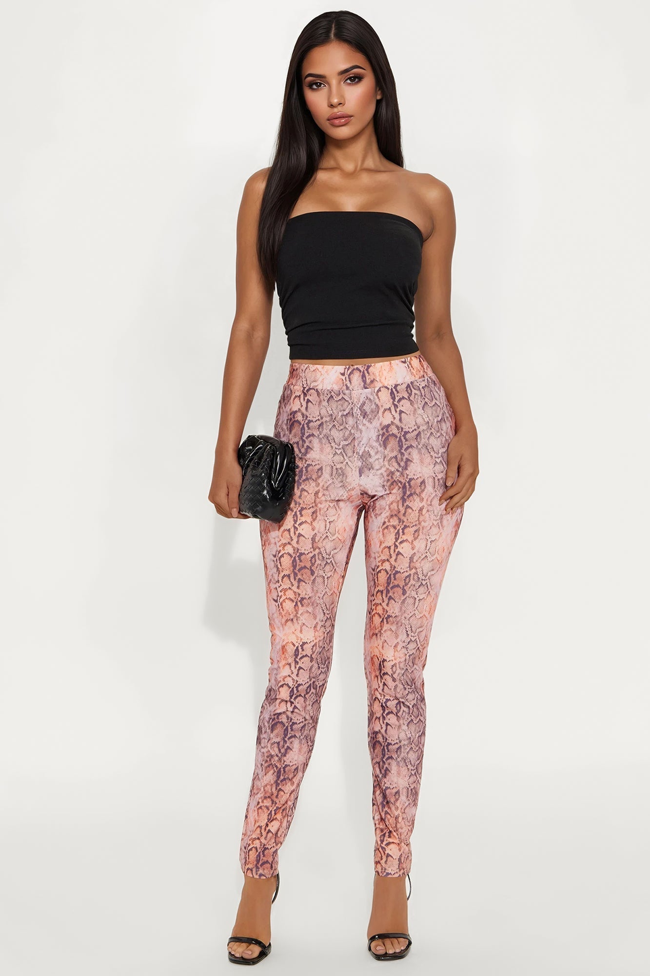 Wild One Snakeskin Skinny Pull On Pant - Rust