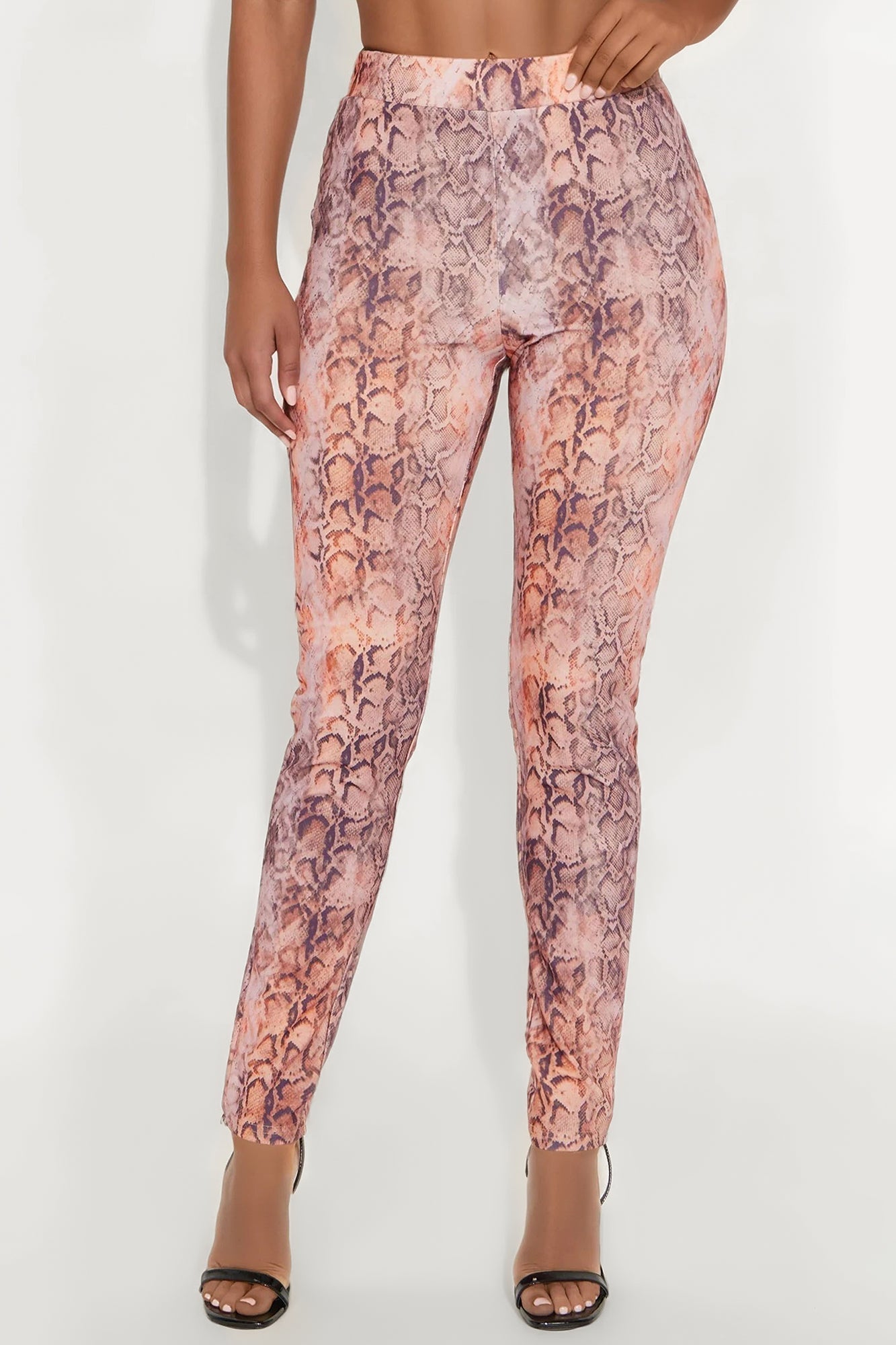 Wild One Snakeskin Skinny Pull On Pant - Rust