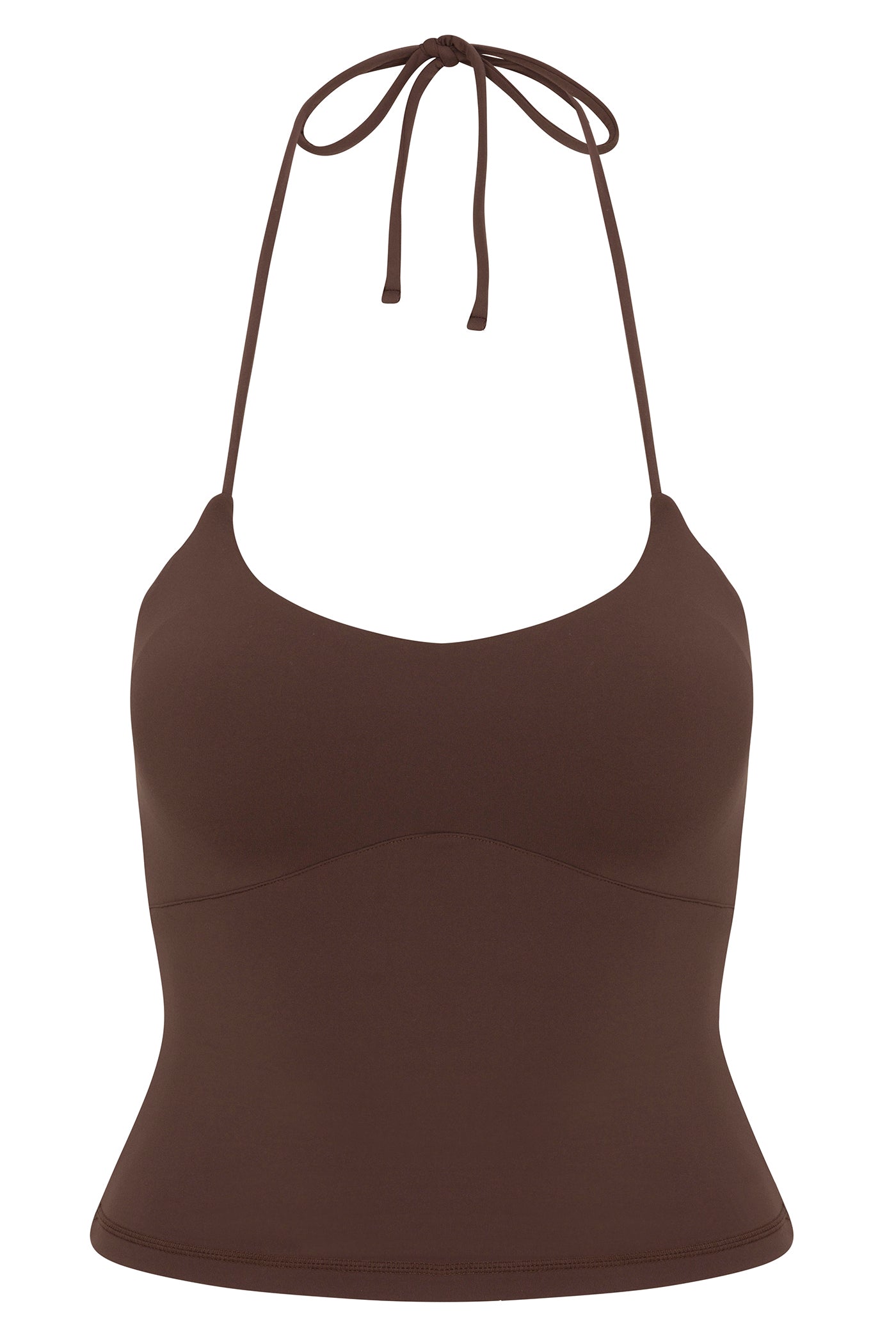 Second Skin Double Lined Cut Out Halter Top - Chocolate