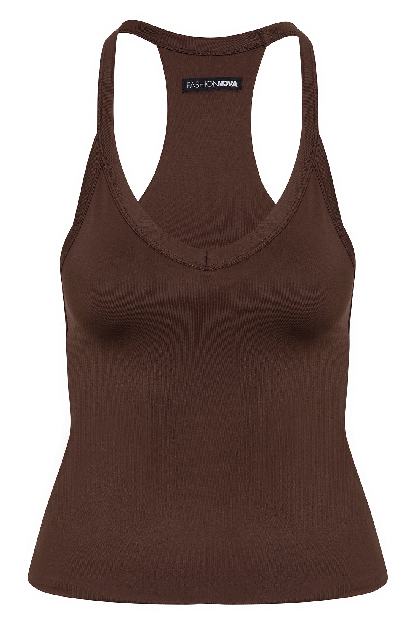 Contour Double Lined V-Neck Tank Top - Chocolate