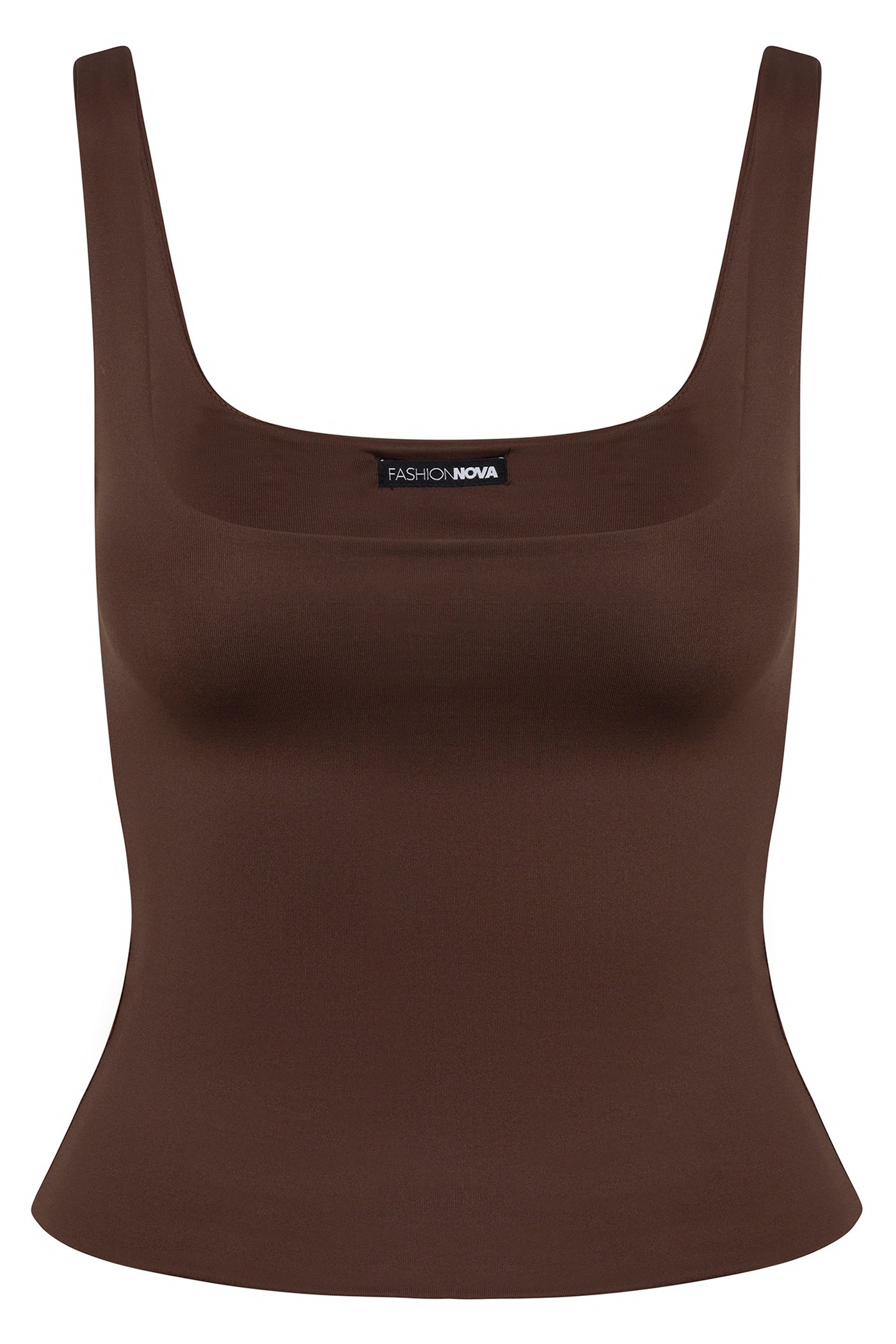Contour Double Lined Square Neck Tank Top - Chocolate