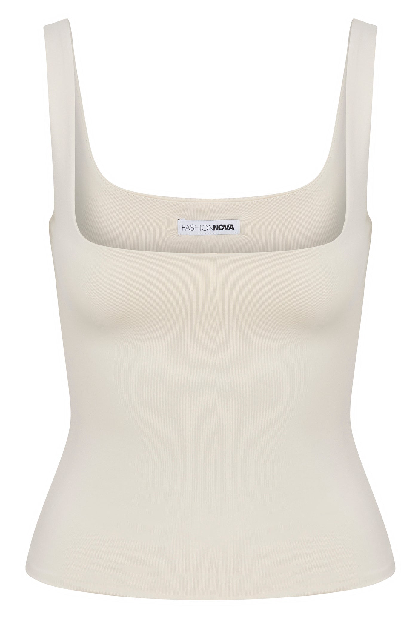 Contour Double Lined Square Neck Tank Top - Bone