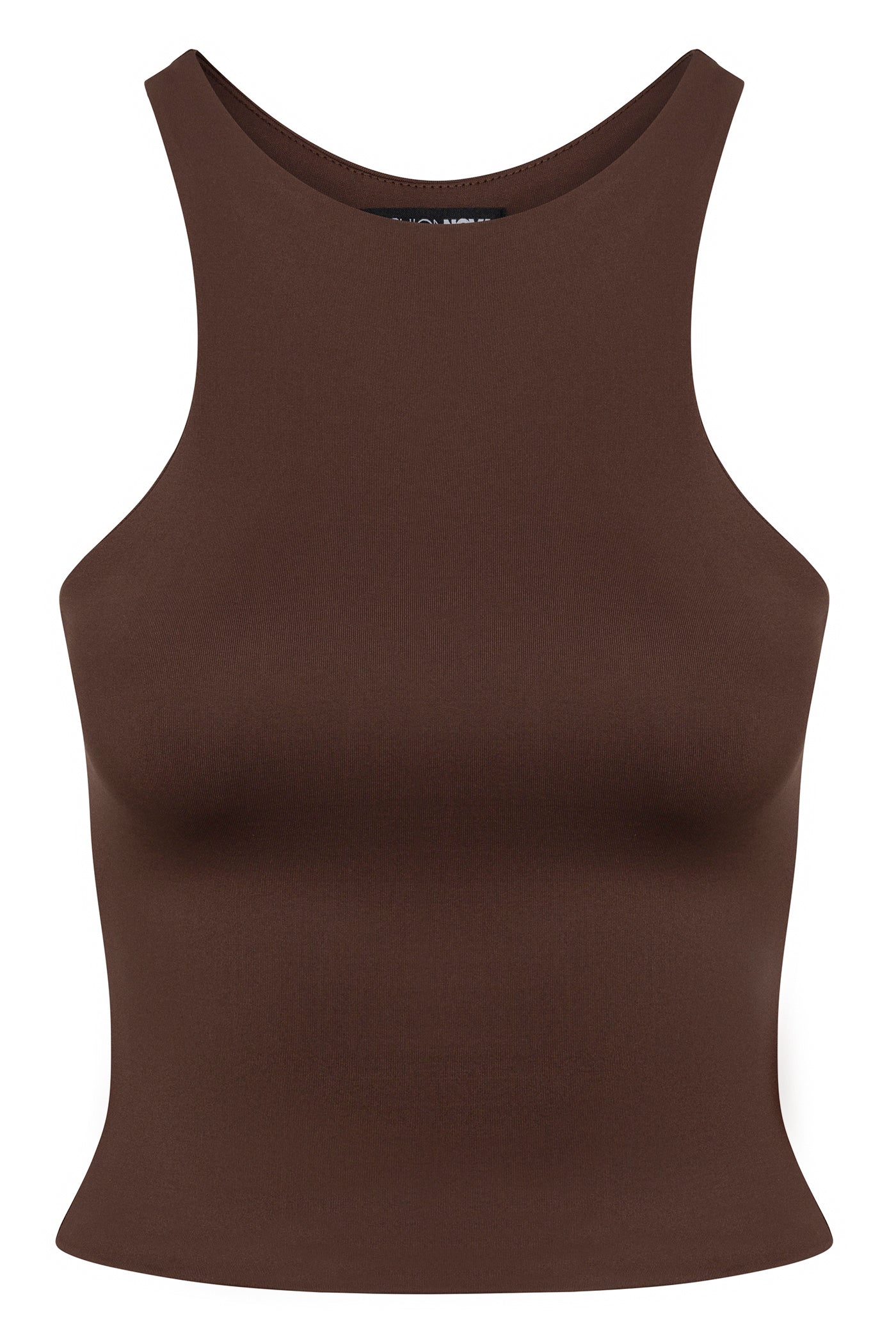 Contour Double Lined High Neck Tank Top - Chocolate