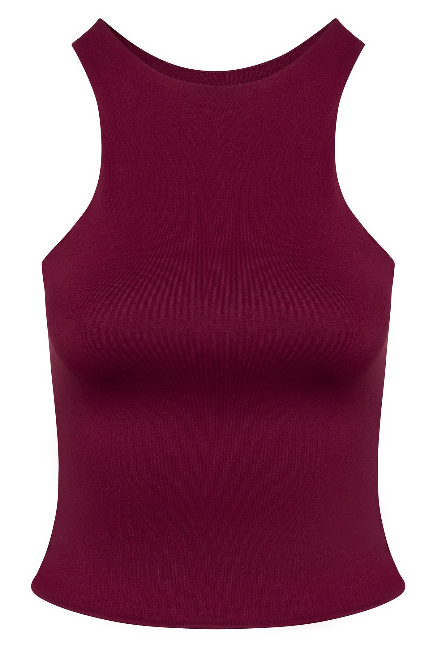 Contour Double Lined High Neck Tank Top - Wine