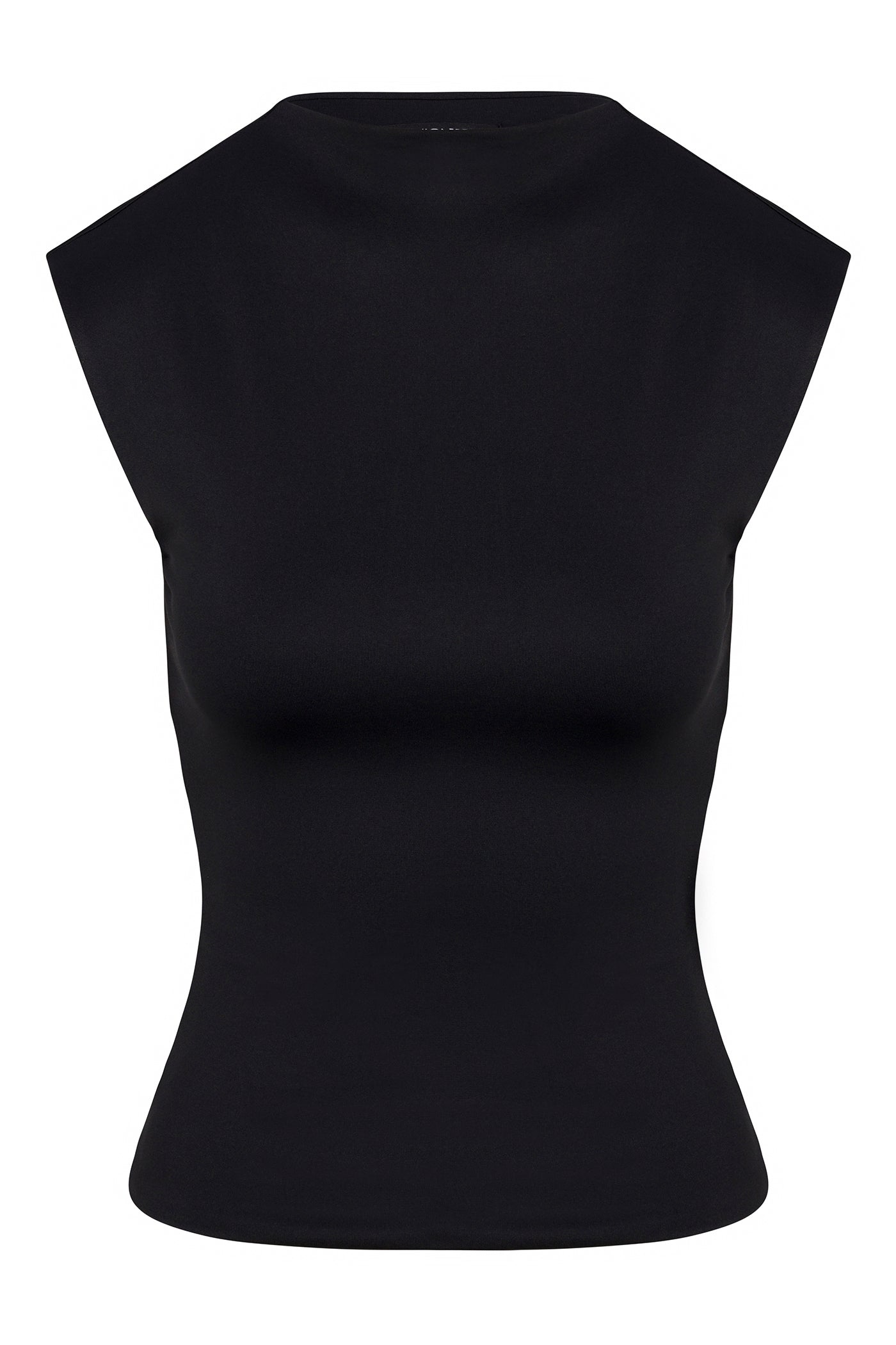 Contour Double Lined Mock Neck Top - Black