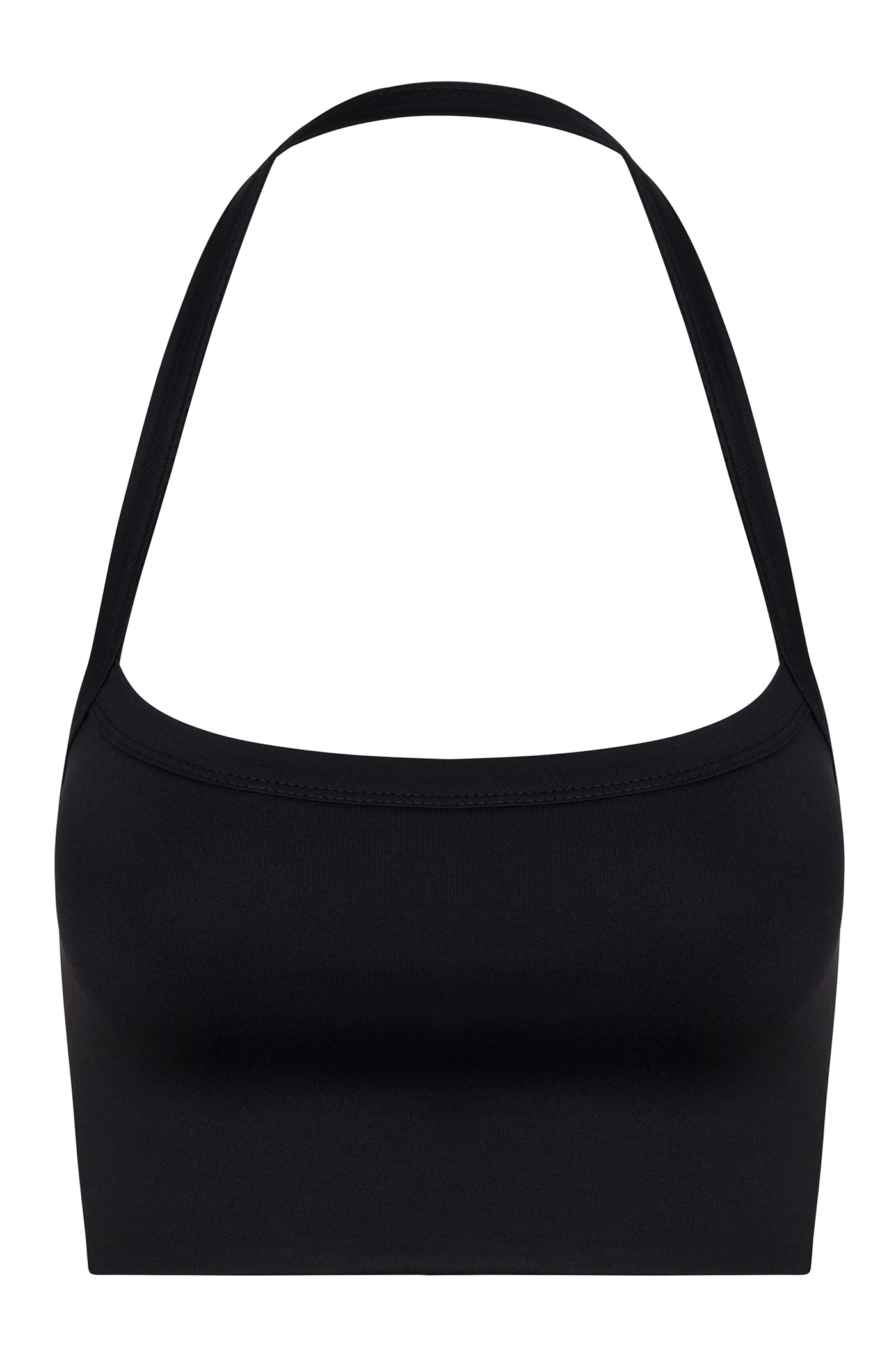 Contour Double Lined Cropped Halter Top - Black