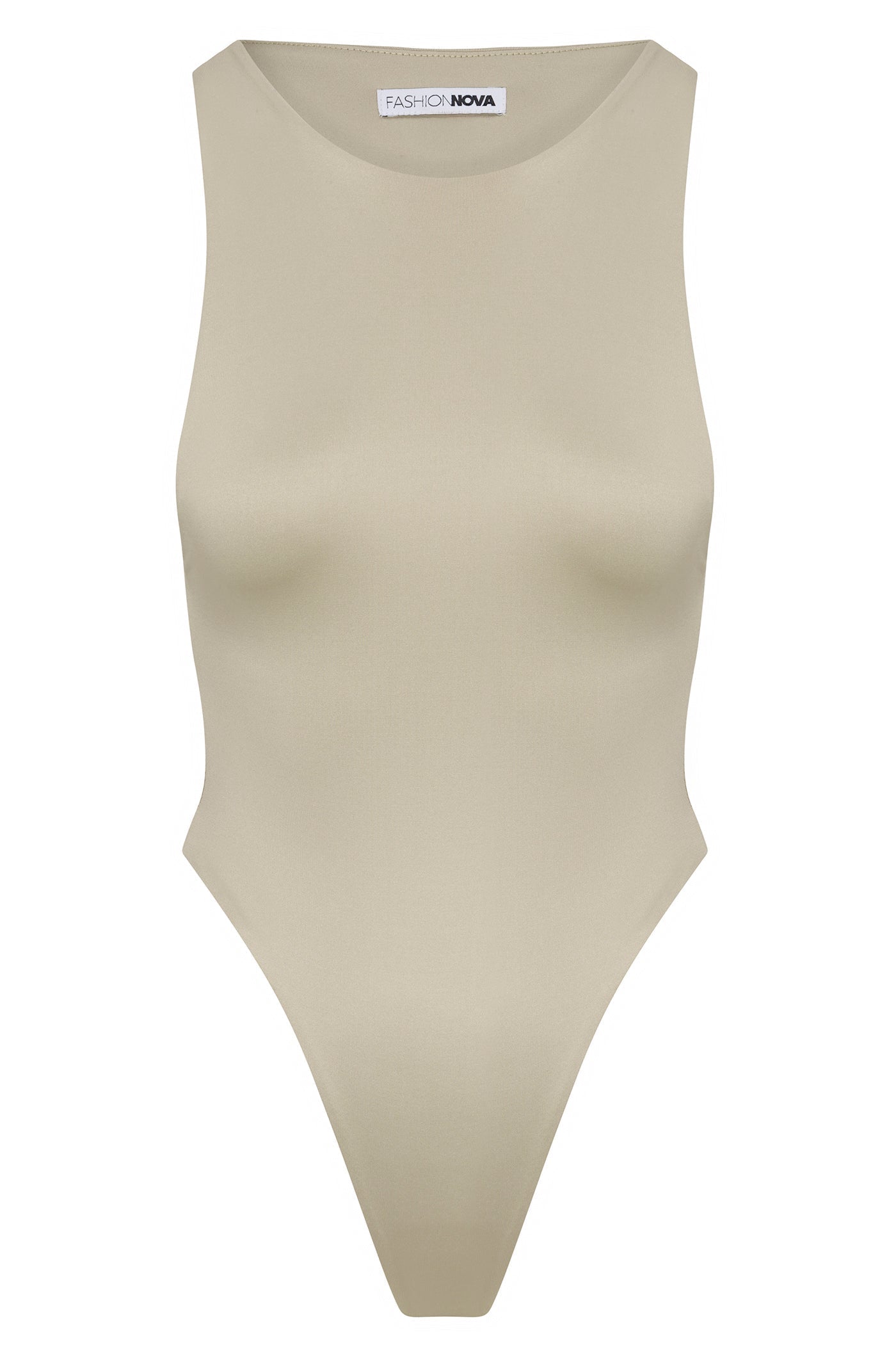 Contour Double Lined Scoop Neck Bodysuit - Stone