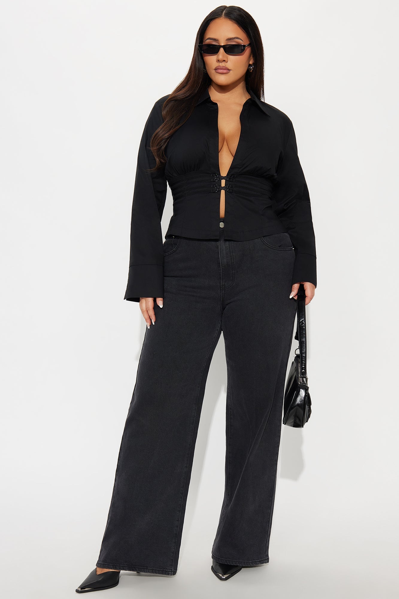 One Of A Kind Poplin Blouse - Black