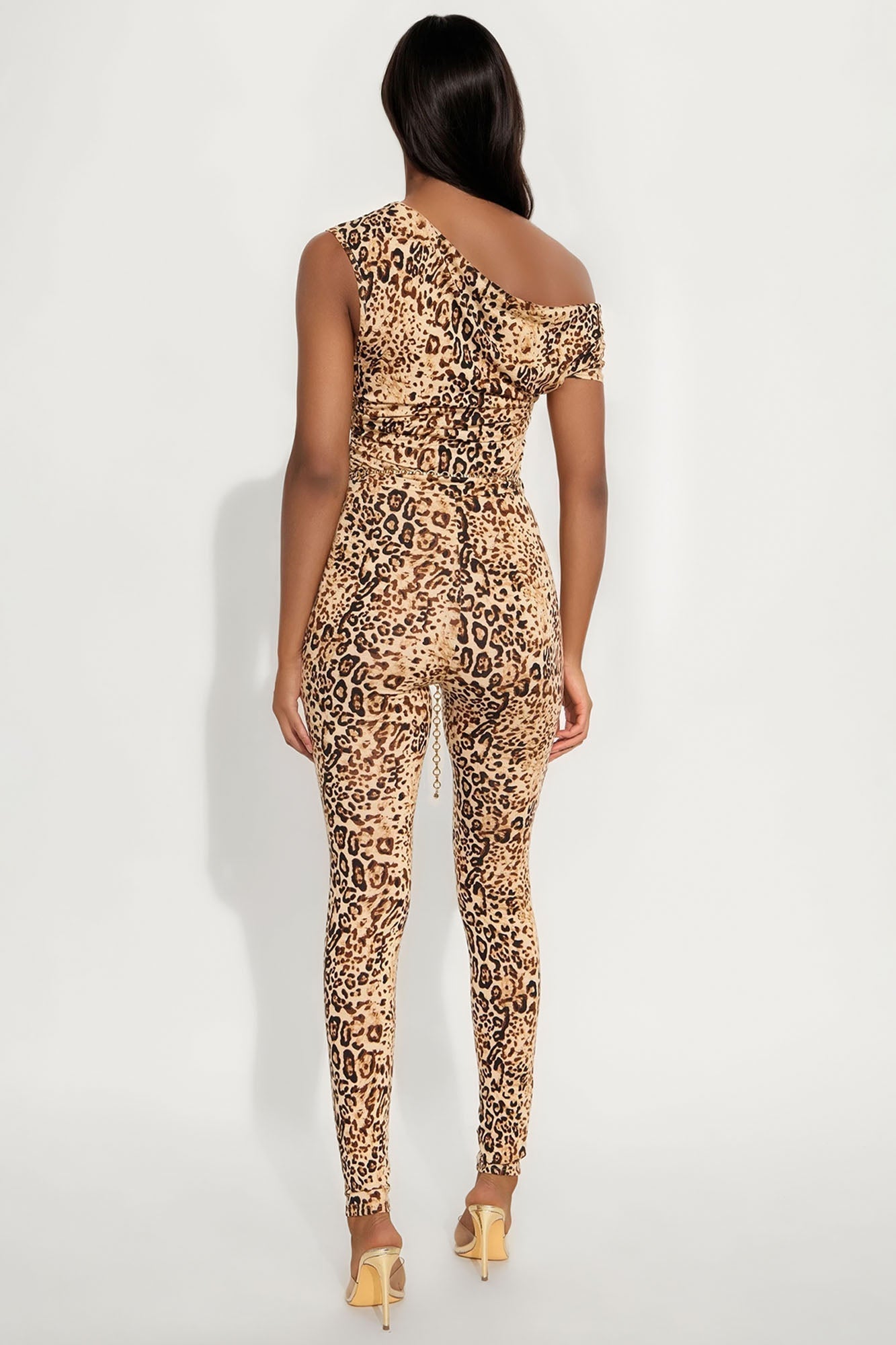 Blair Leopard Belted Jumpsuit - Brown/combo