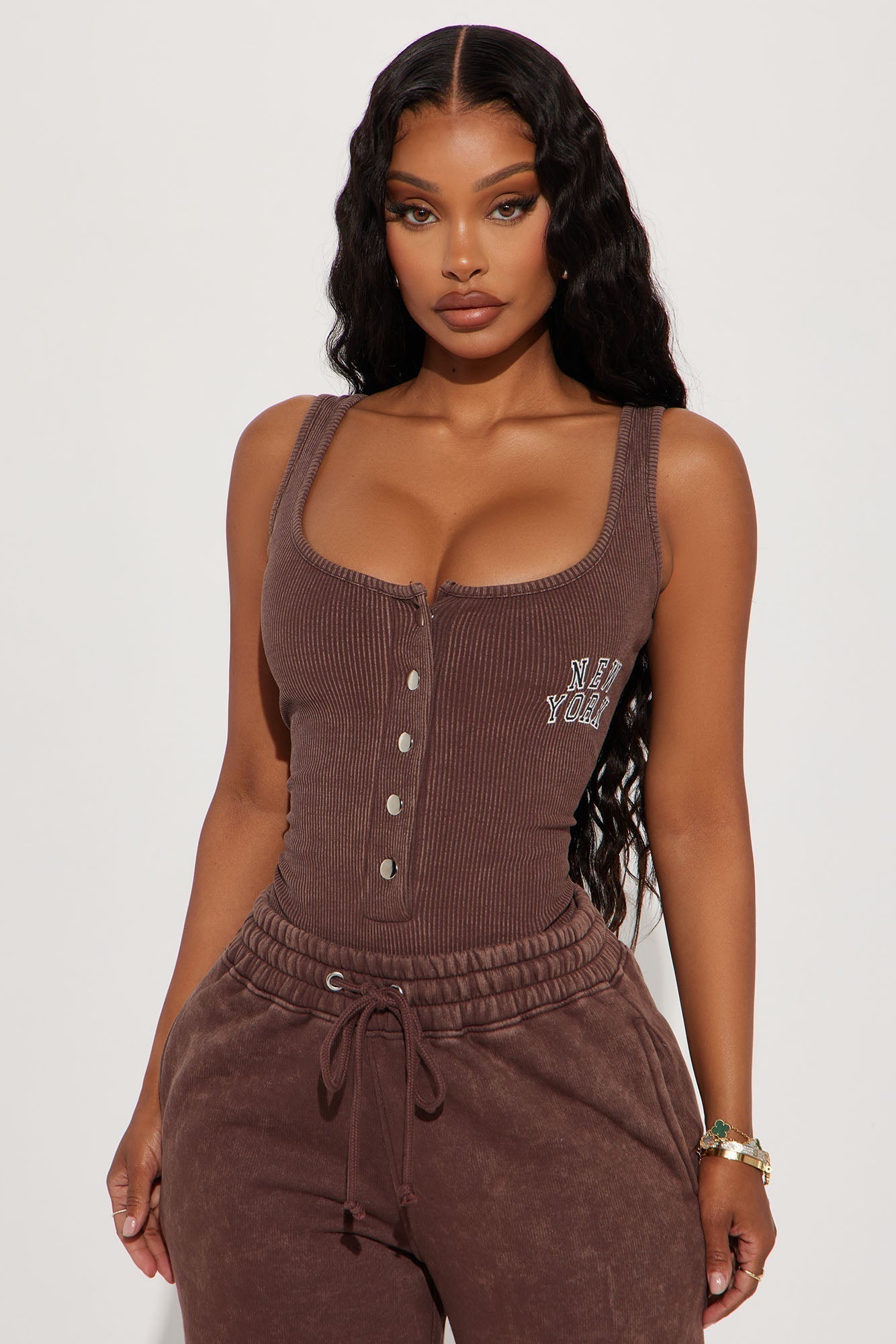 New York Washed Bodysuit - Brown