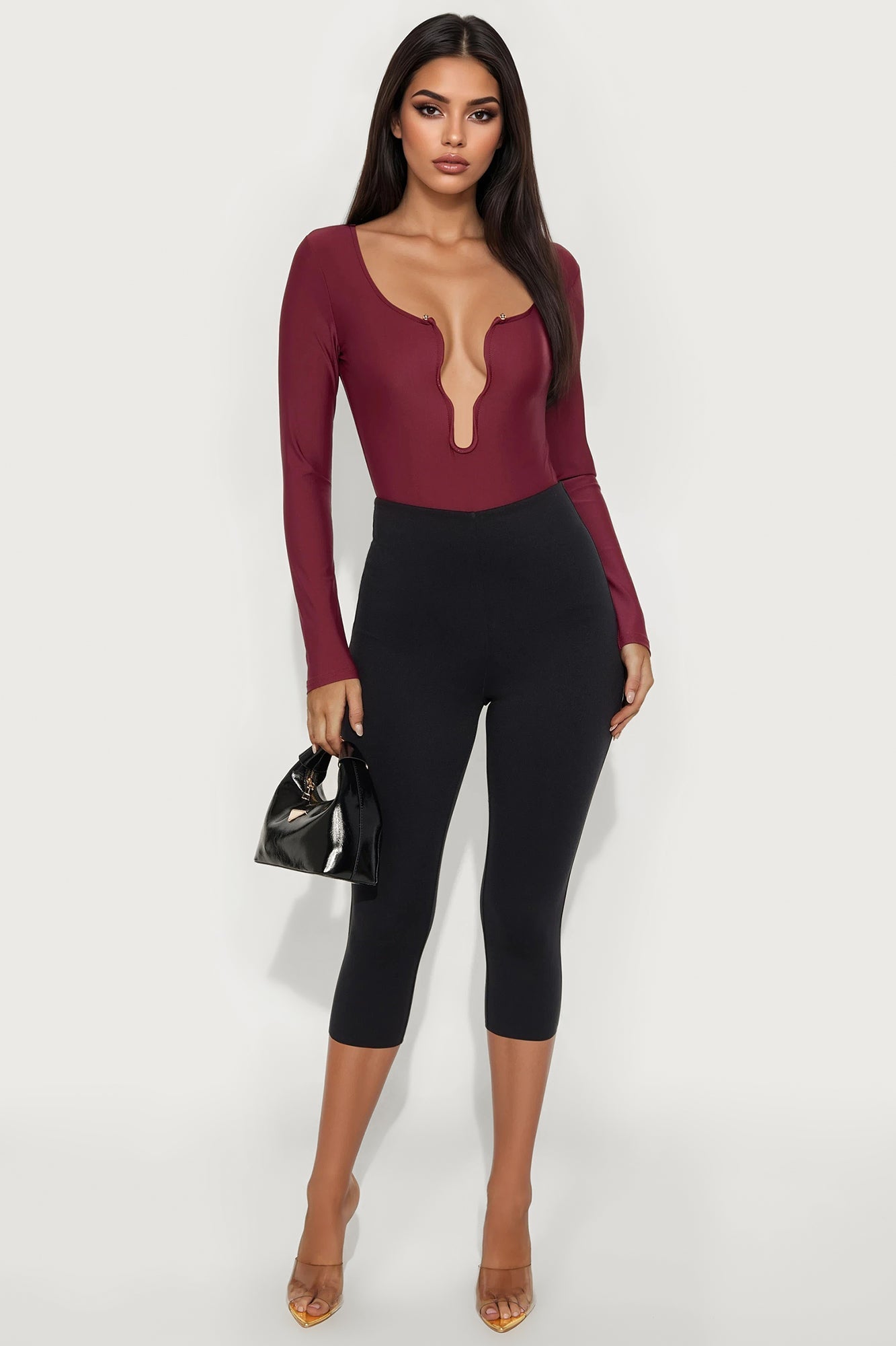 Intermission Long Sleeve Bodysuit - Burgundy