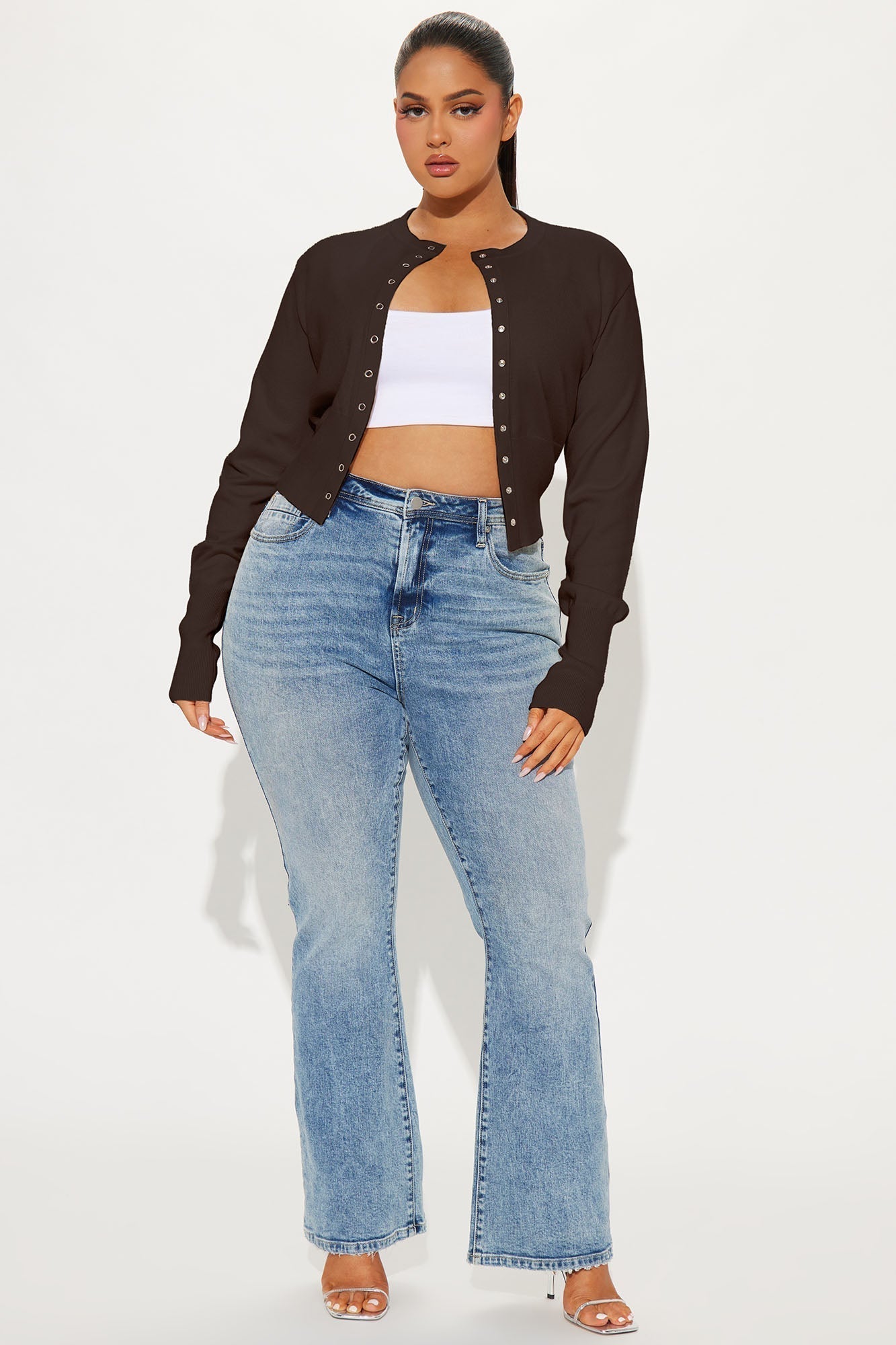 Retail Therapy Cropped Cardigan - Chocolate