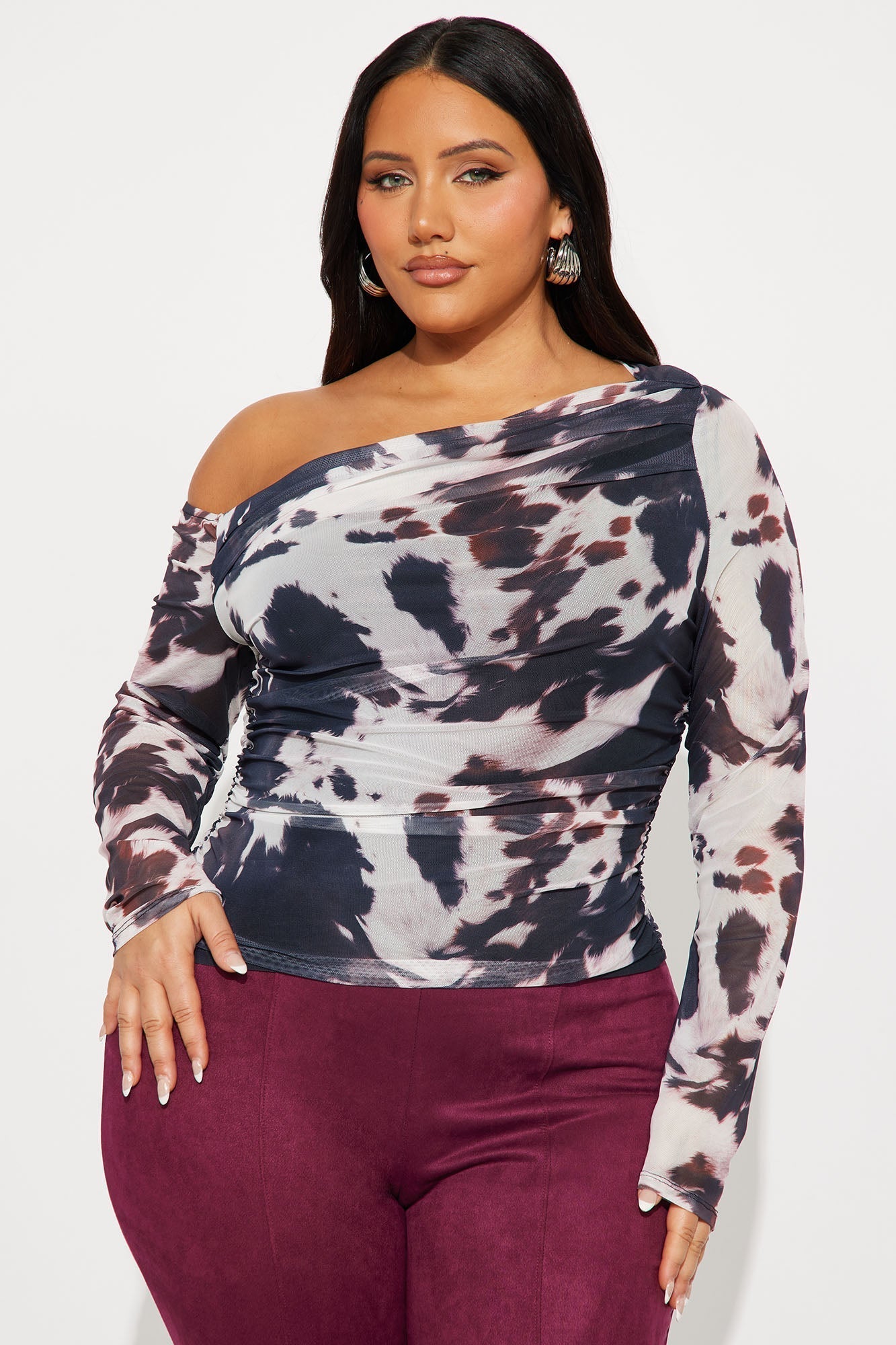 Lina Mesh Off Shoulder Top - Black/combo