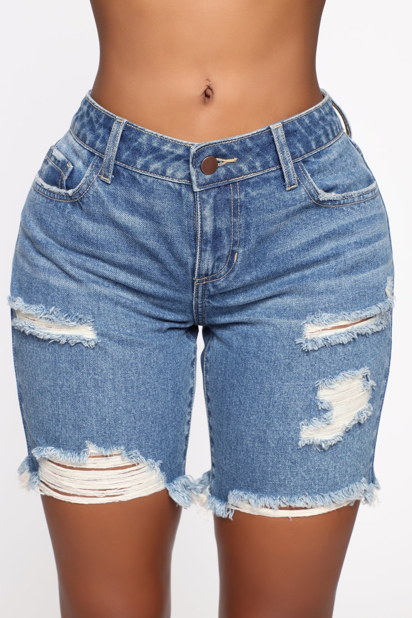 This Time Around Bermuda Shorts - Medium Blue Wash