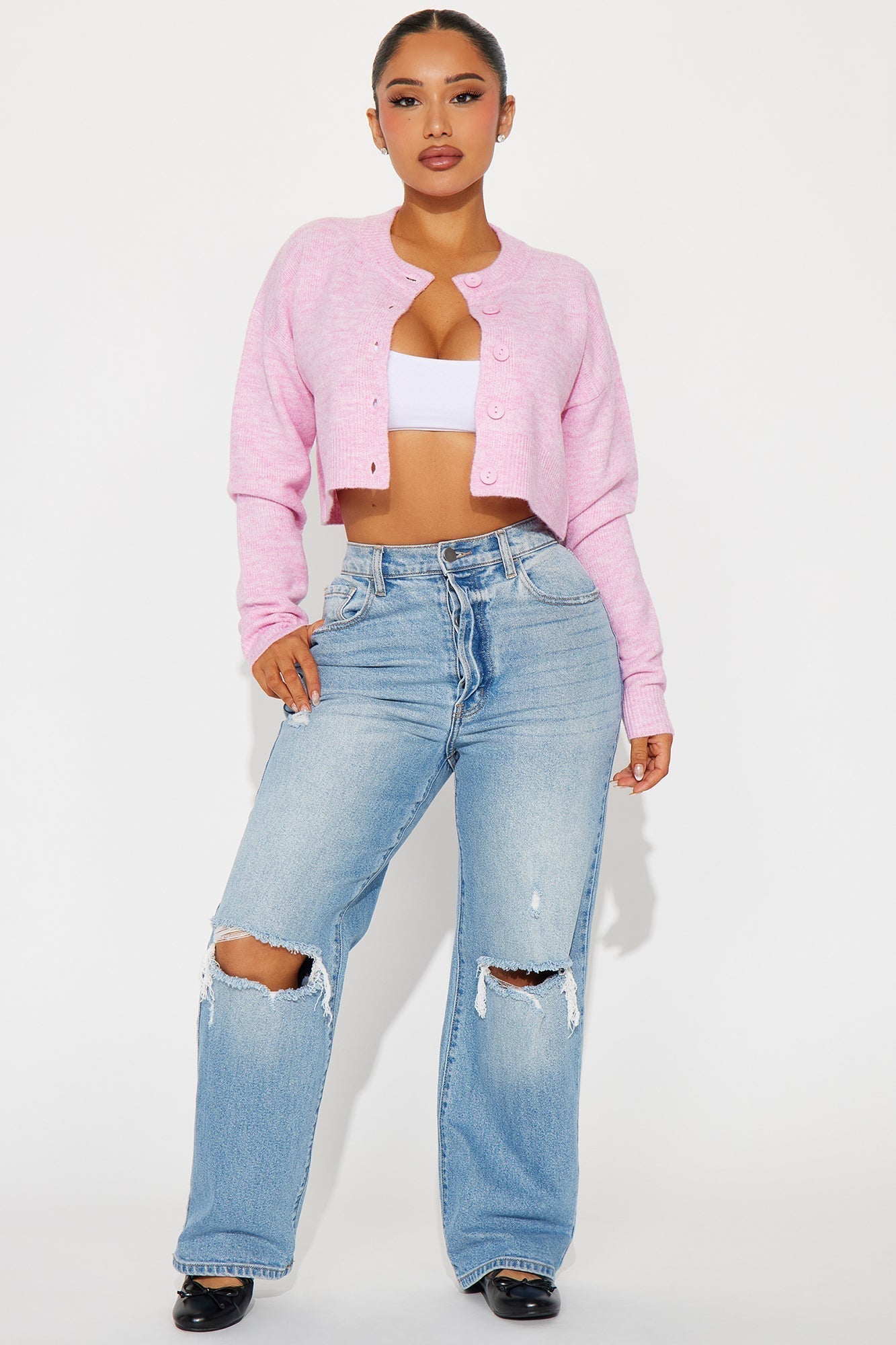 Central Park Cropped Cardigan - Pink