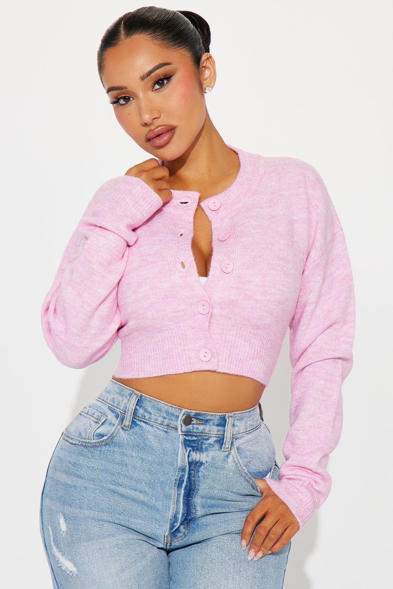 Central Park Cropped Cardigan - Pink