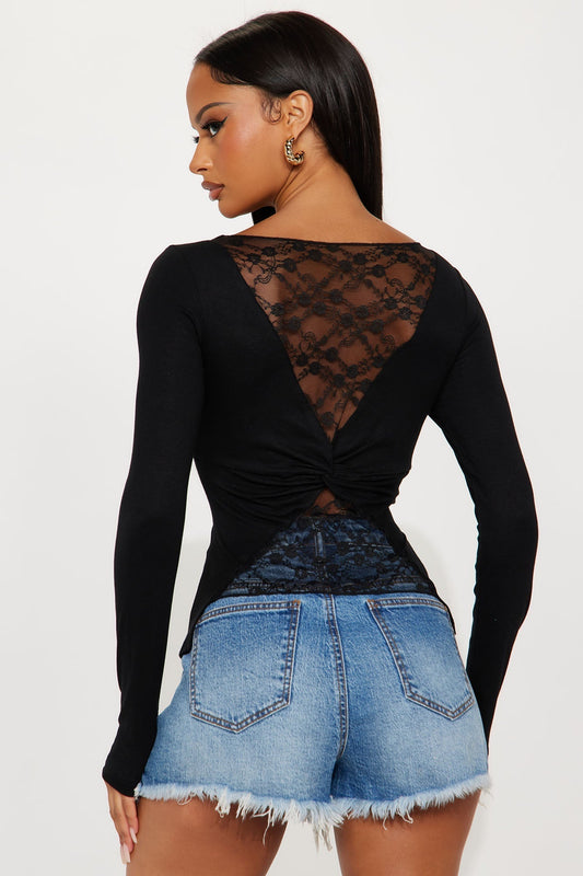Linny Long Sleeve Top - Black