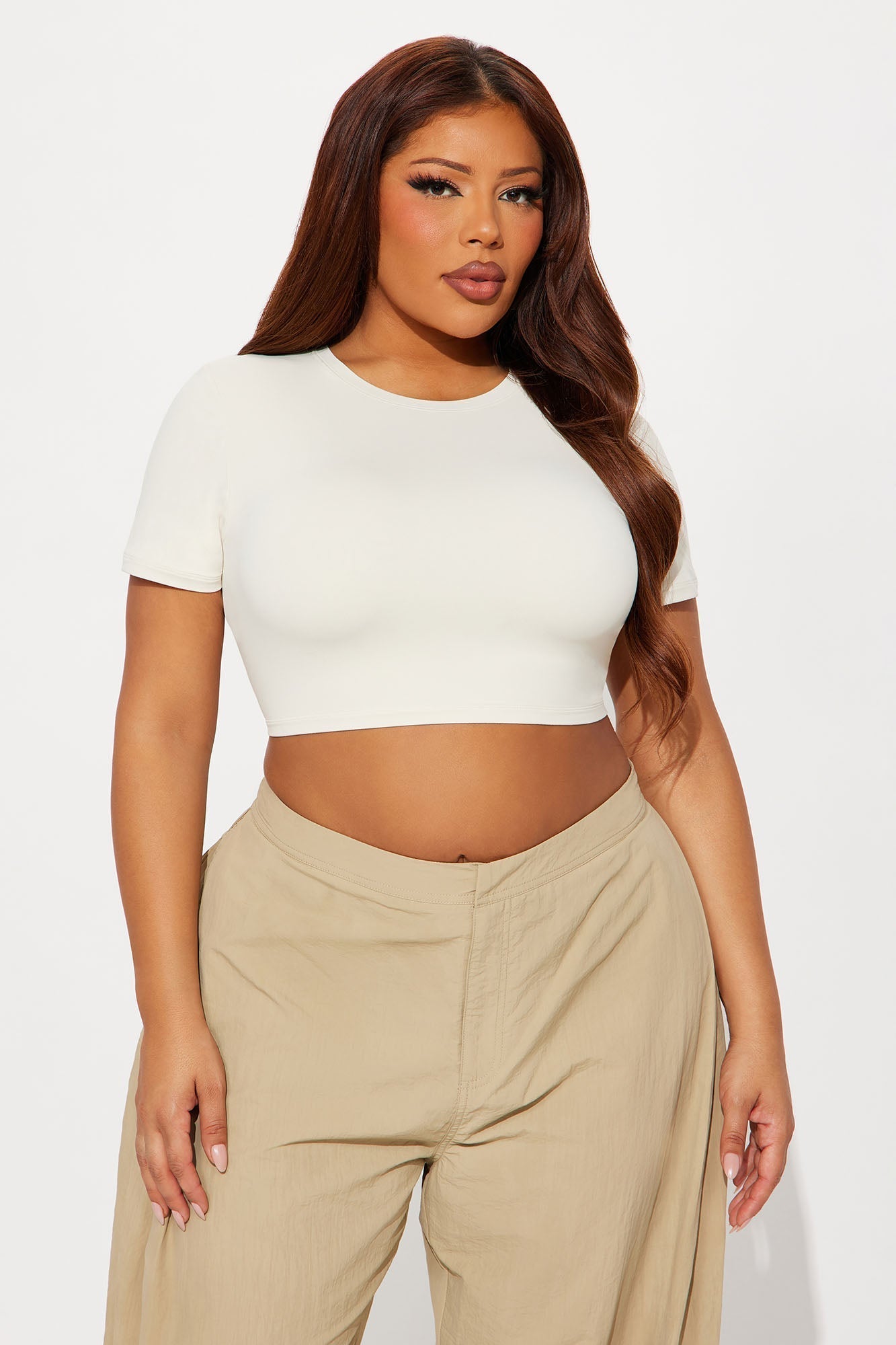 Second Skin Double Lined Super Cropped Tee - Bone