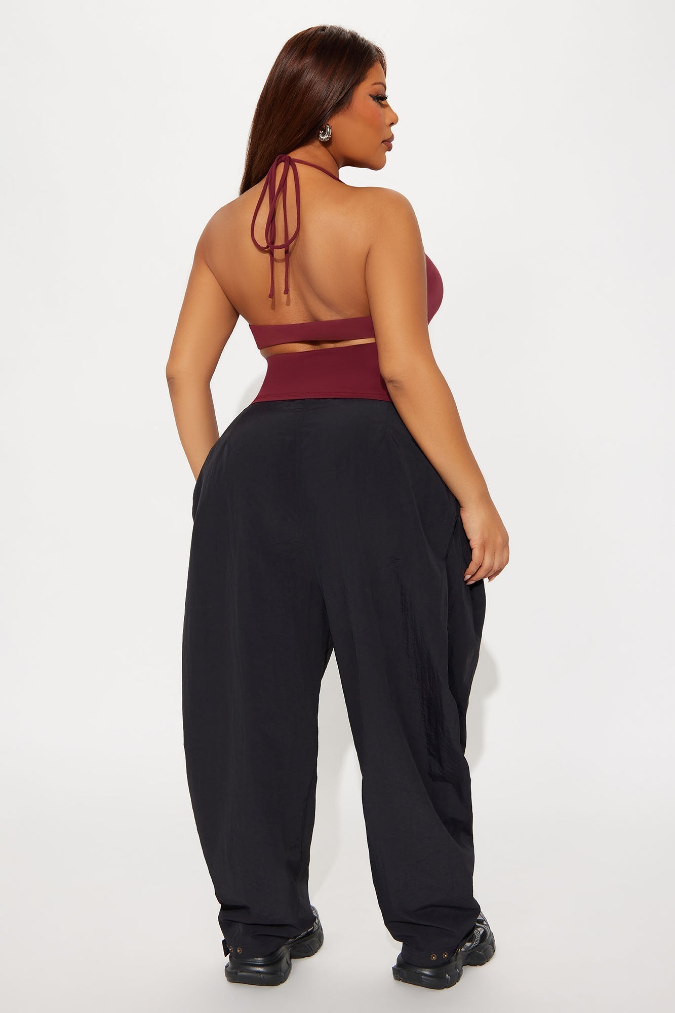Second Skin Double Lined Cut Out Halter Top - Wine