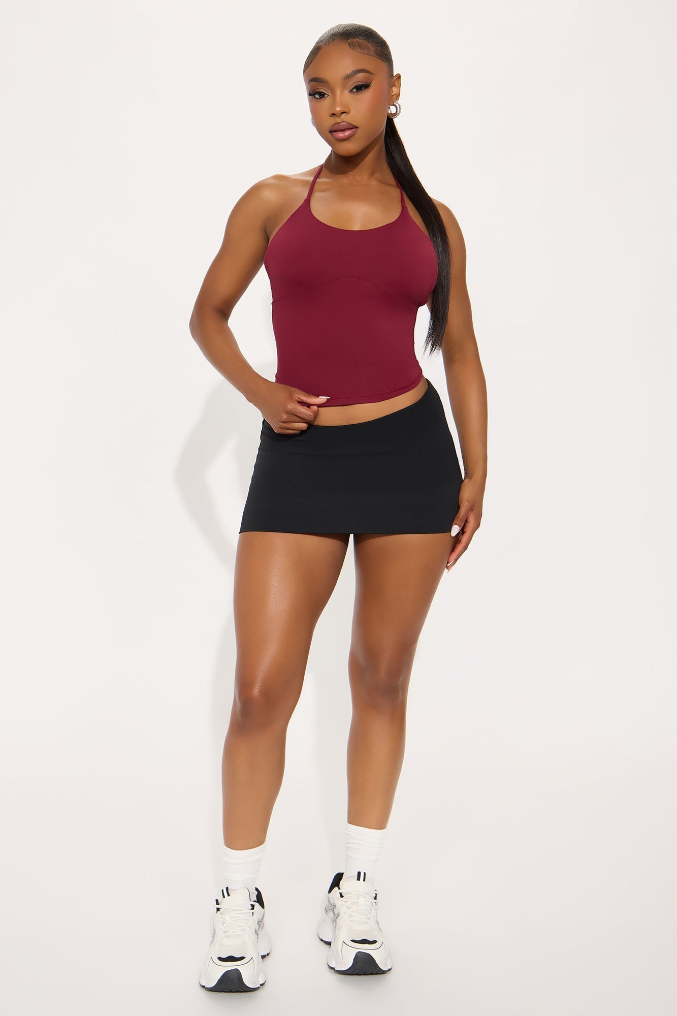 Second Skin Double Lined Cut Out Halter Top - Wine