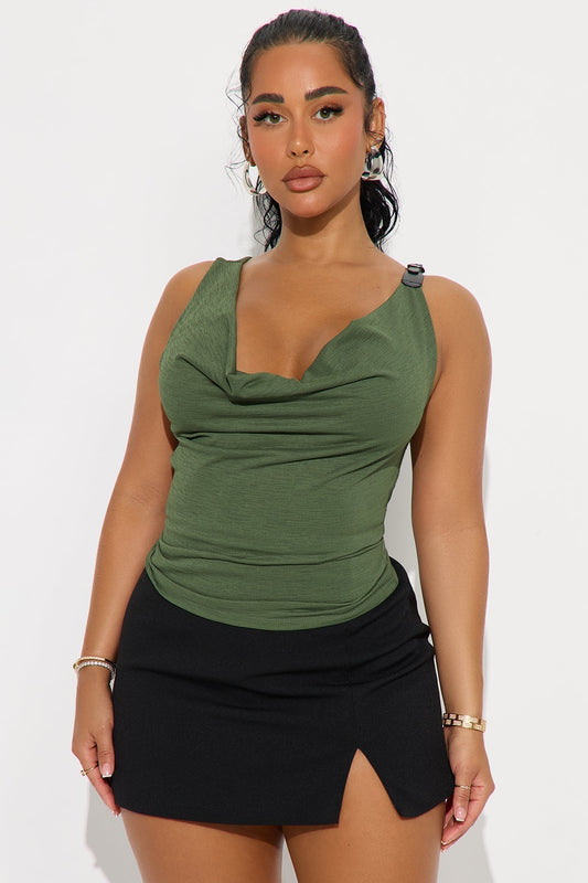 Cambria Cowl Neck Top - Olive