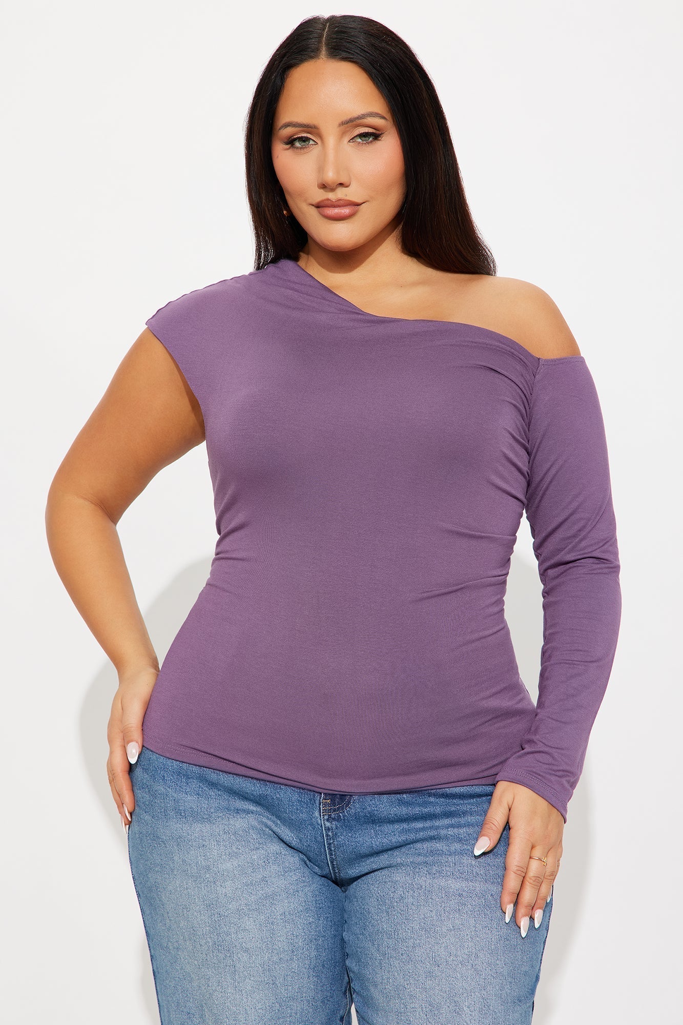 Ashling Ruched Off Shoulder Top - Purple