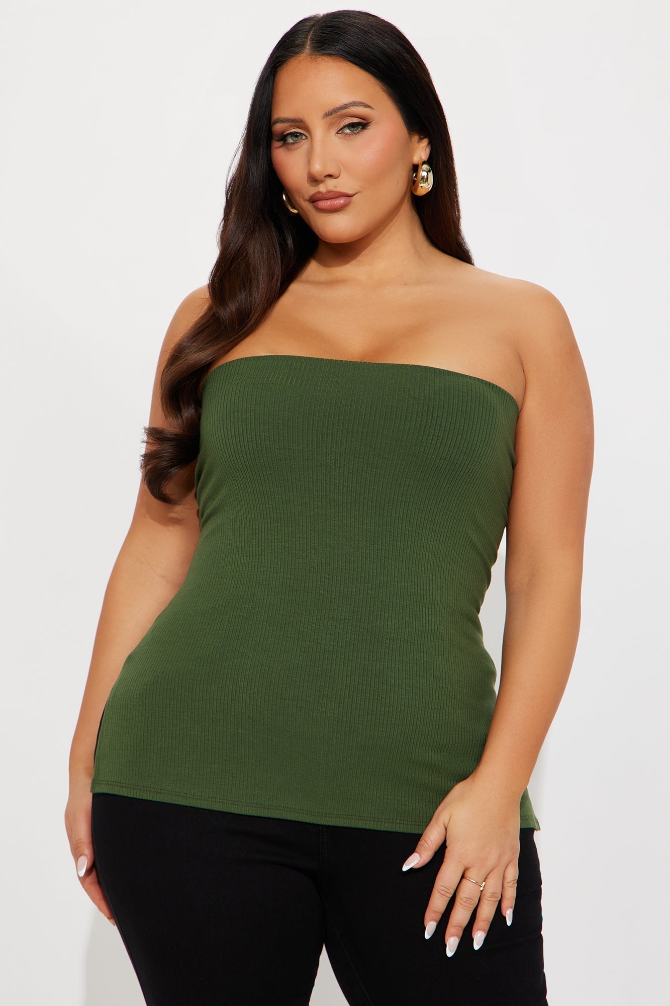Tessa Ribbed Tube Top - Olive