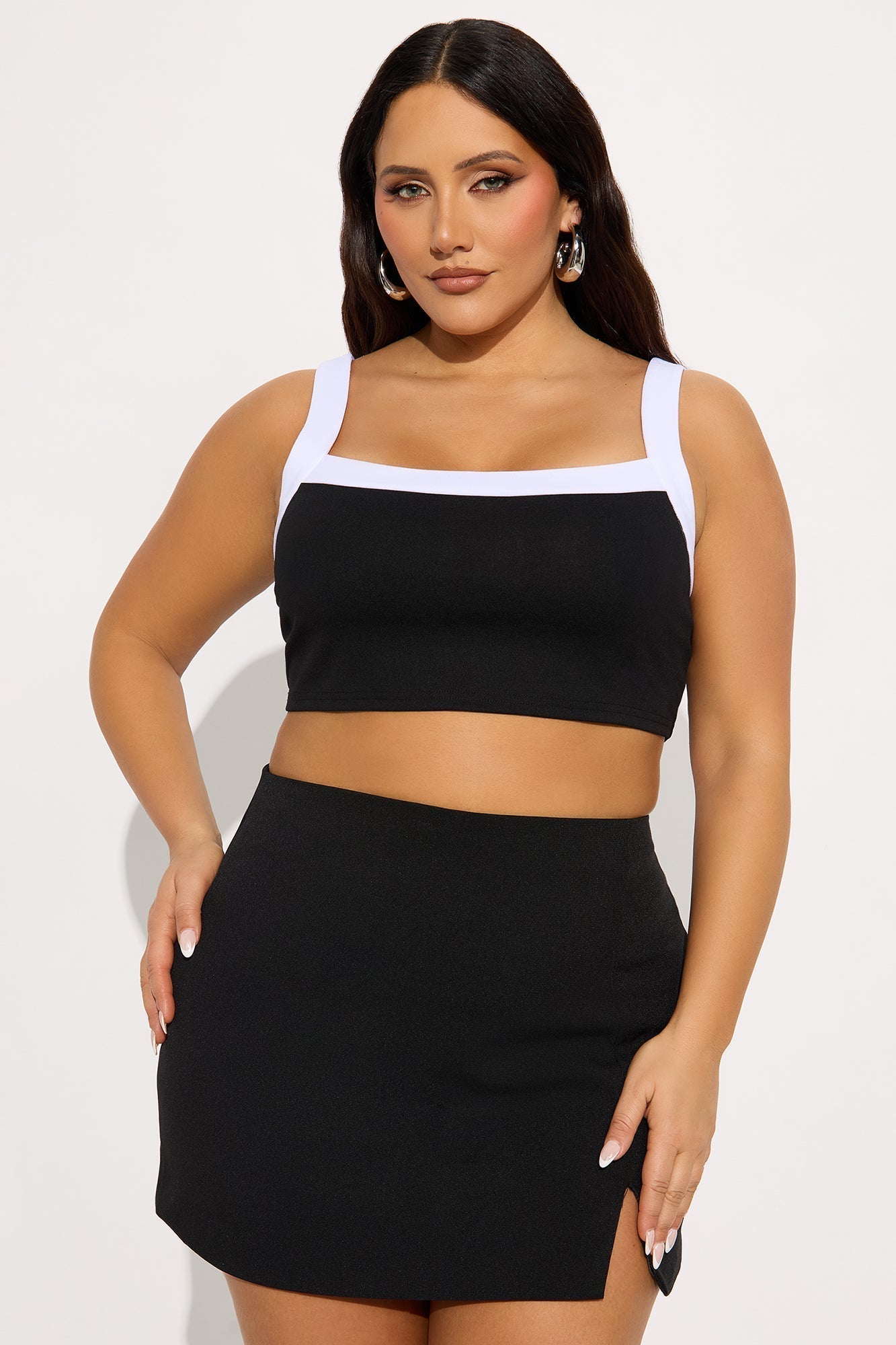 Impress Me Cami Top And Cardigan 2 Piece Set - Black/White