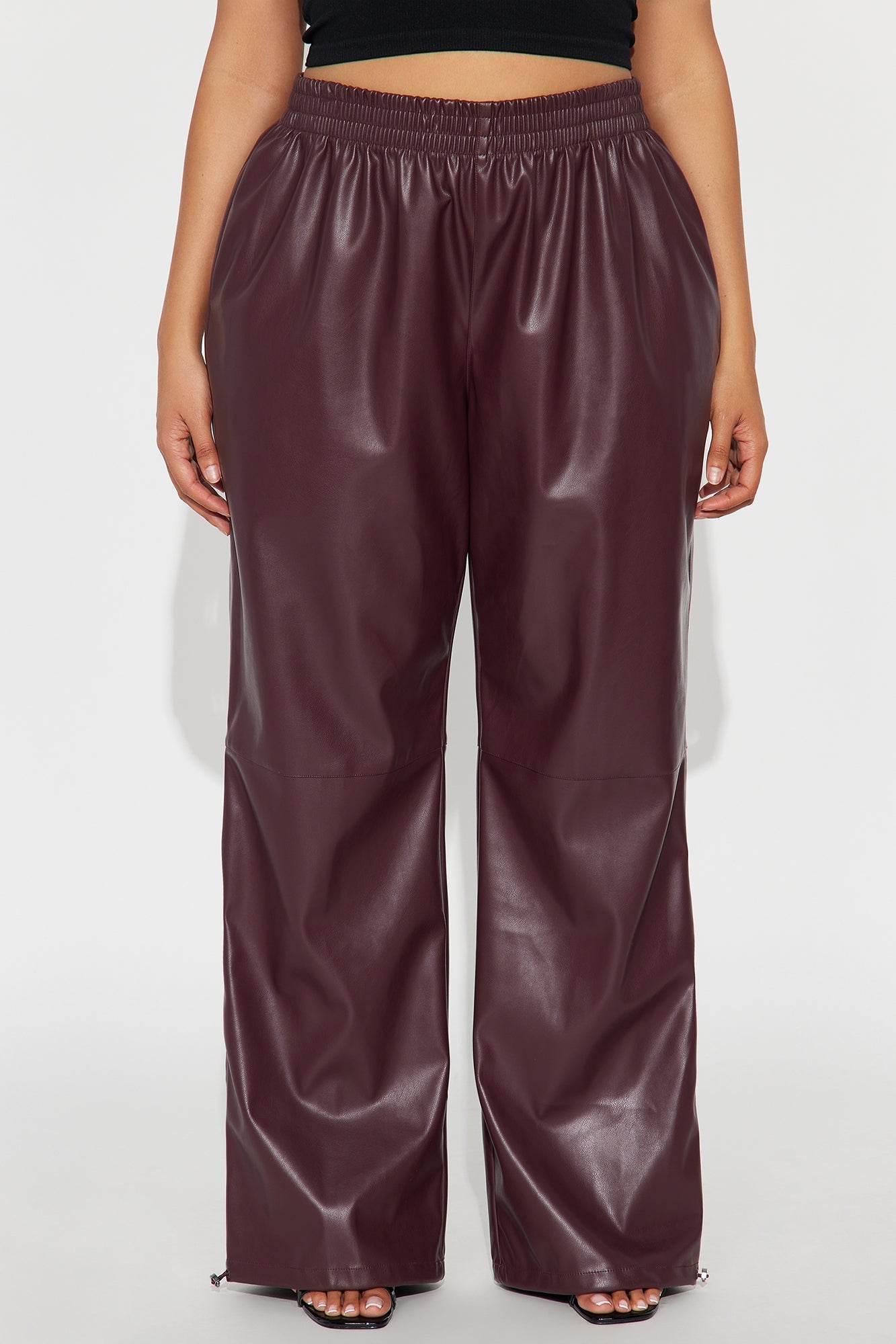Dana Faux Leather Jogger Pant - Burgundy