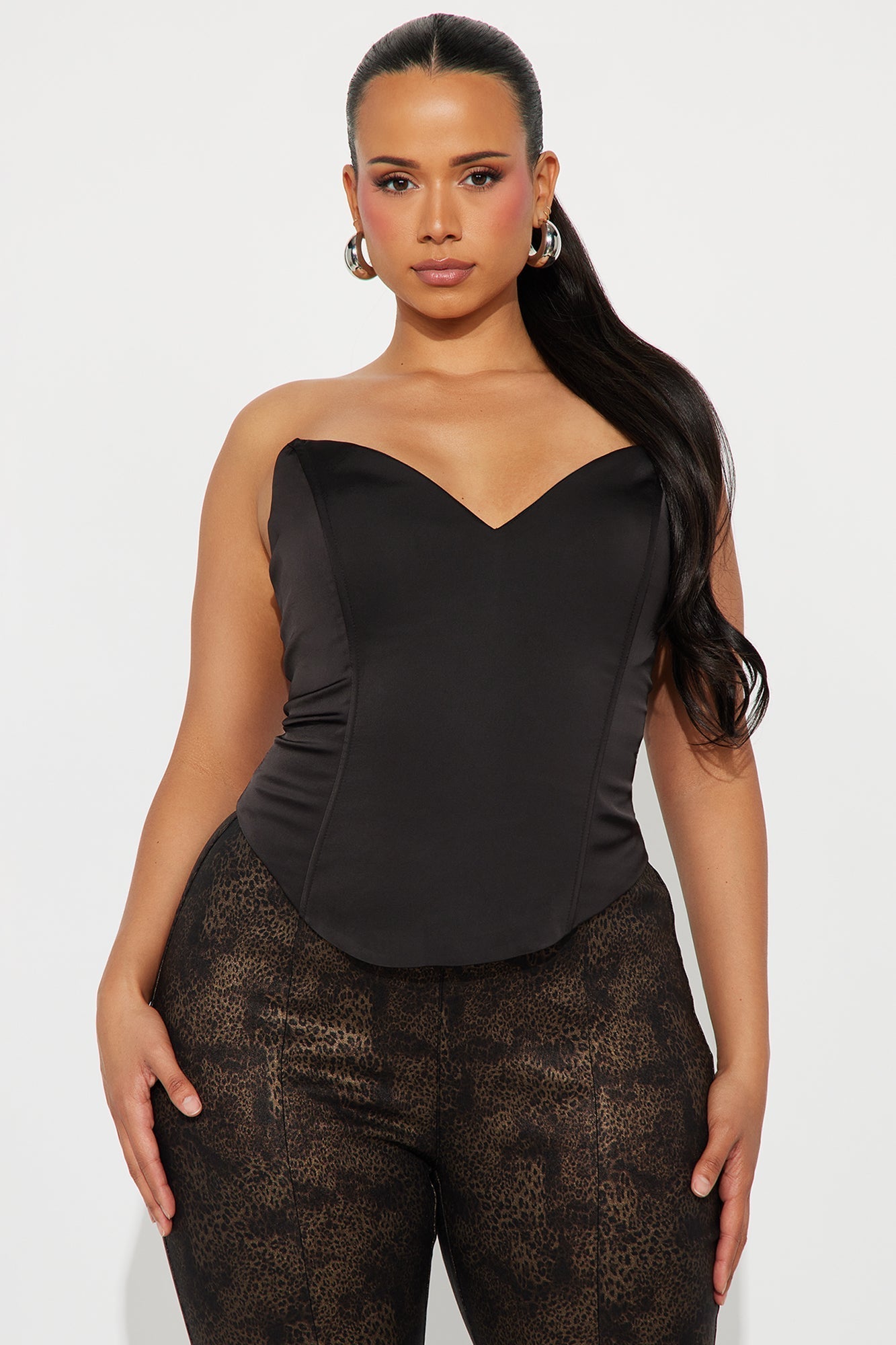 Golden Girl Crepe Corset Top - Black