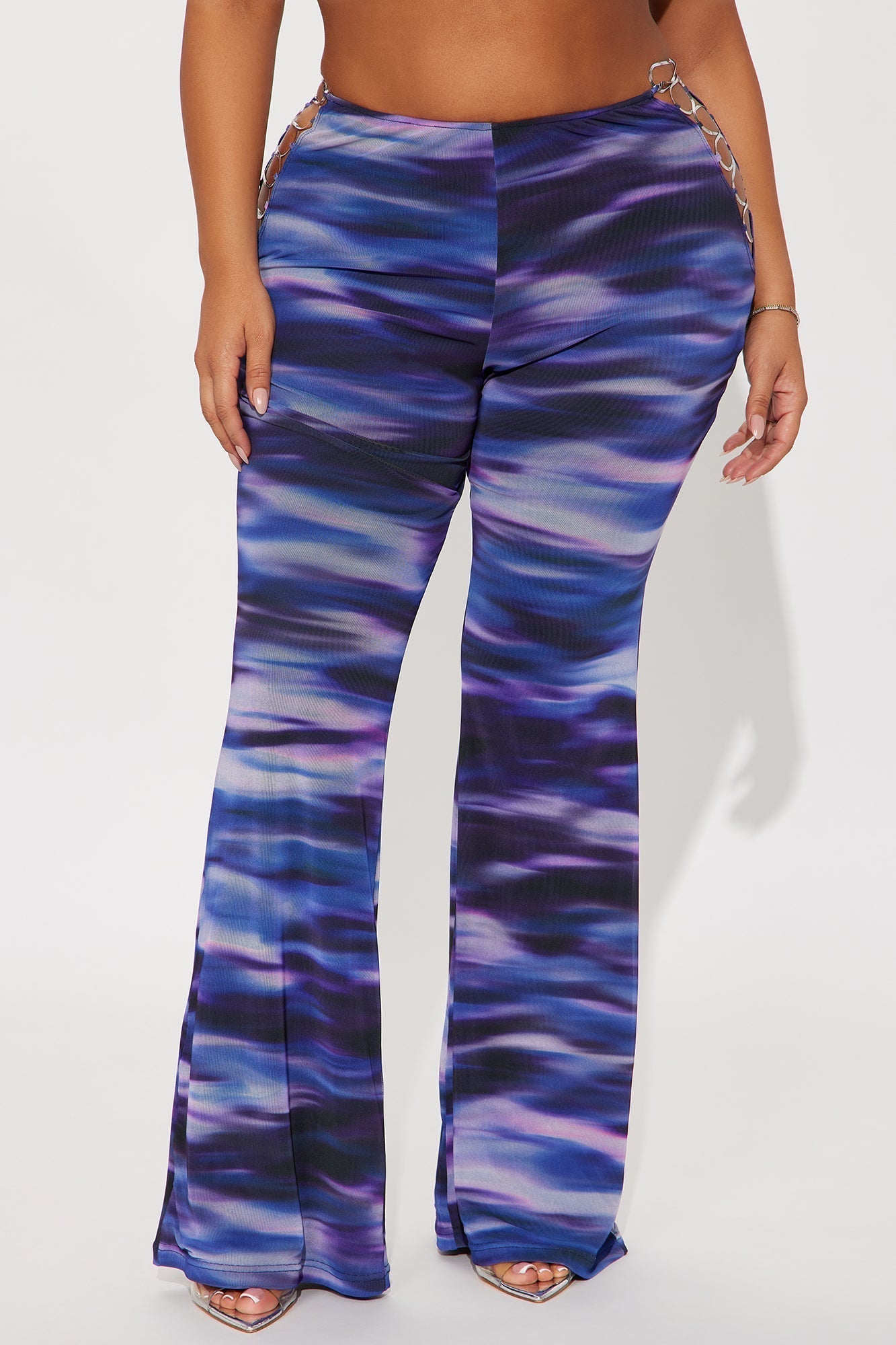 Have It My Way Mesh Flare Pants - Purple/combo