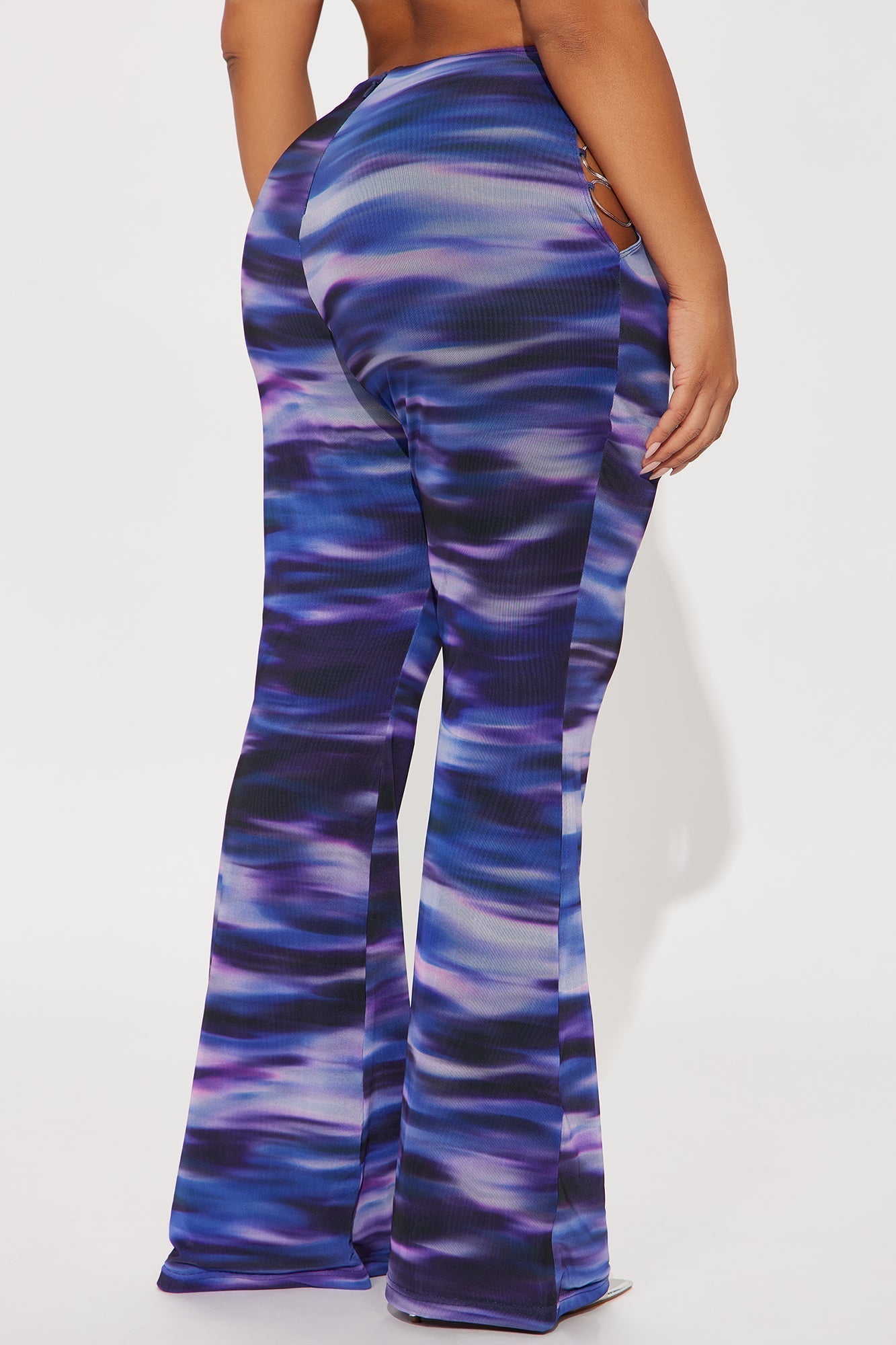 Have It My Way Mesh Flare Pants - Purple/combo