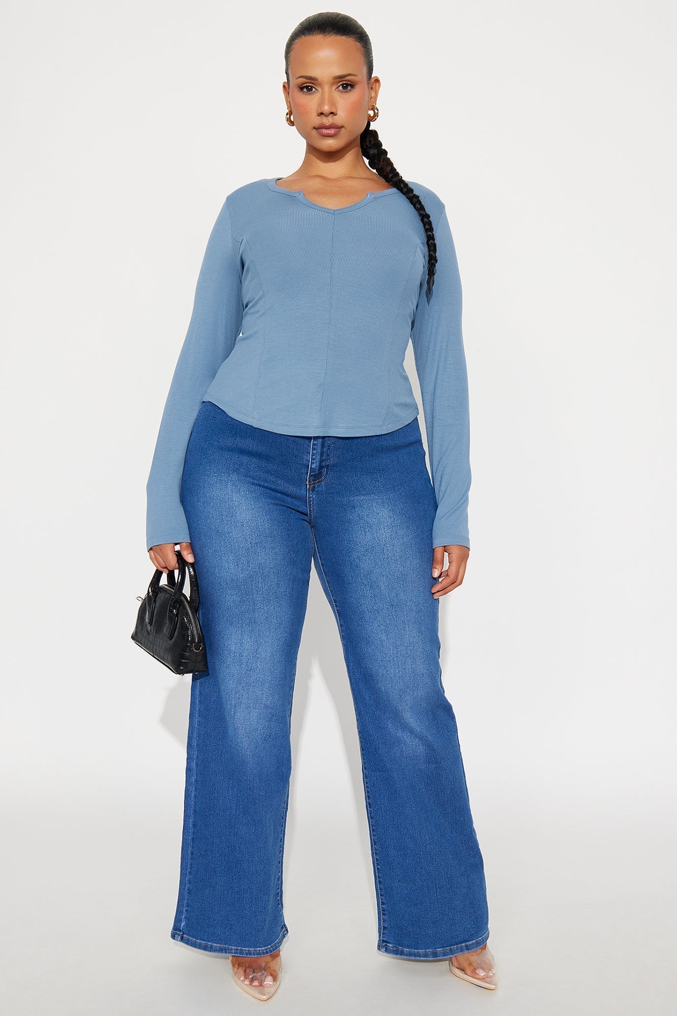 Here To Stay Ribbed Top - Blue