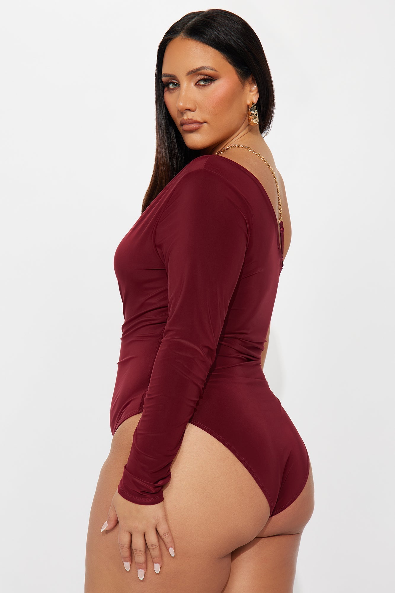 Nothing To Lose One Shoulder Bodysuit - Burgundy