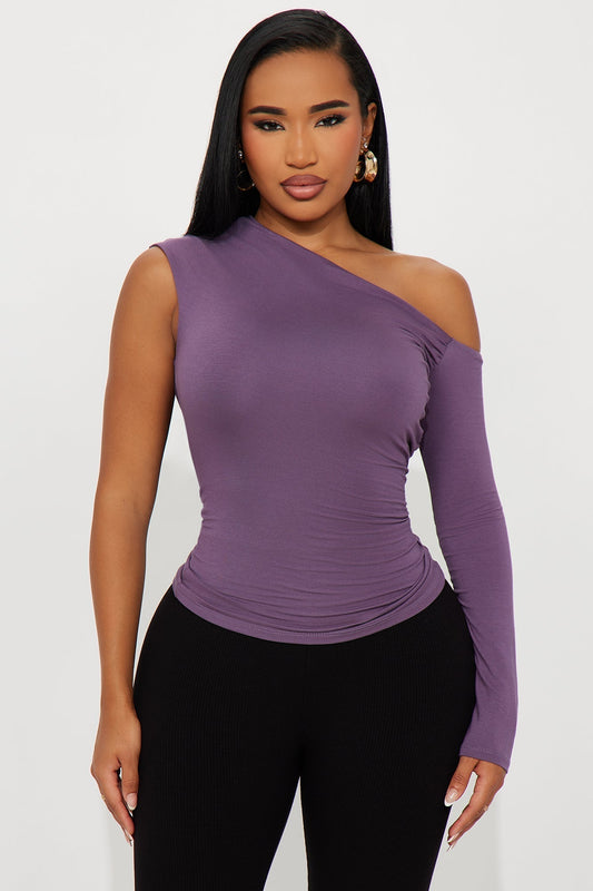 Ashling Ruched Off Shoulder Top - Purple